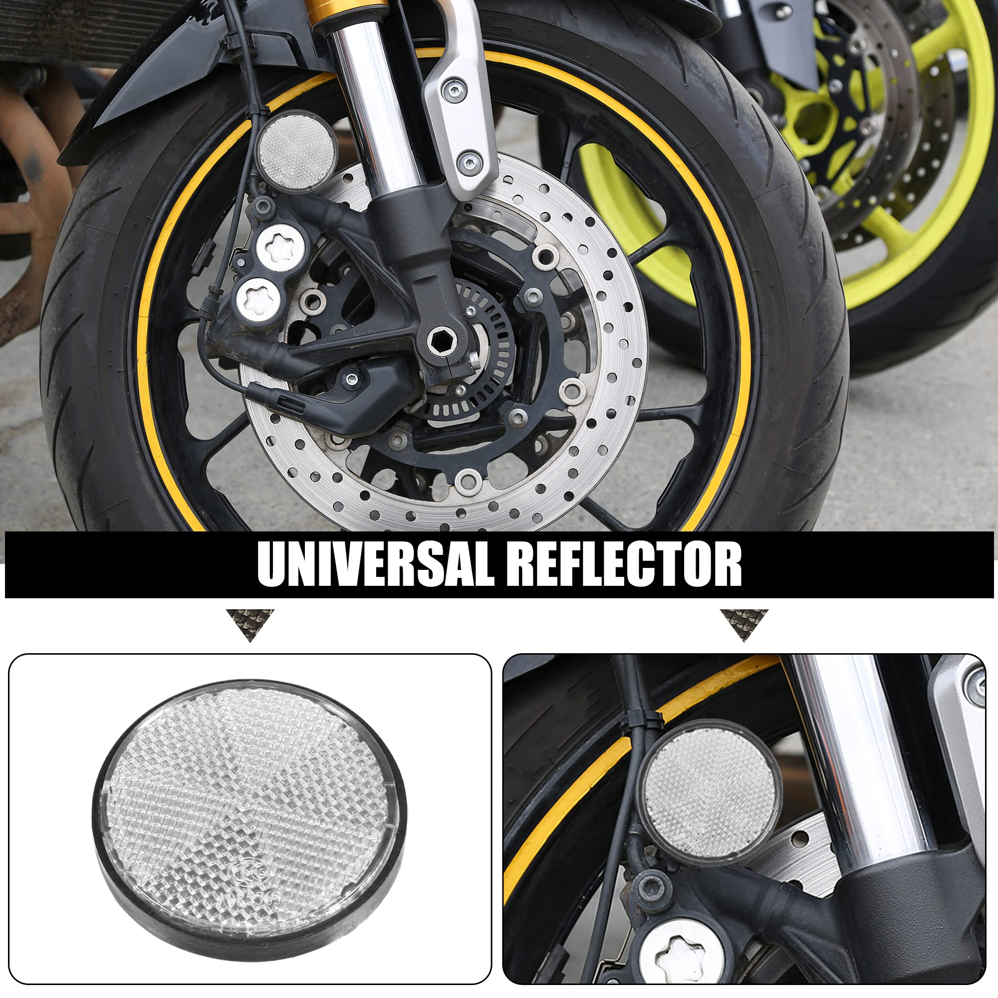 X AUTOHAUX 8 Pcs Round Stick-on Safety Spoke Reflective Self Adhesive Reflector for Gate Posts Cars Trailer Motorcycle Trucks Bo