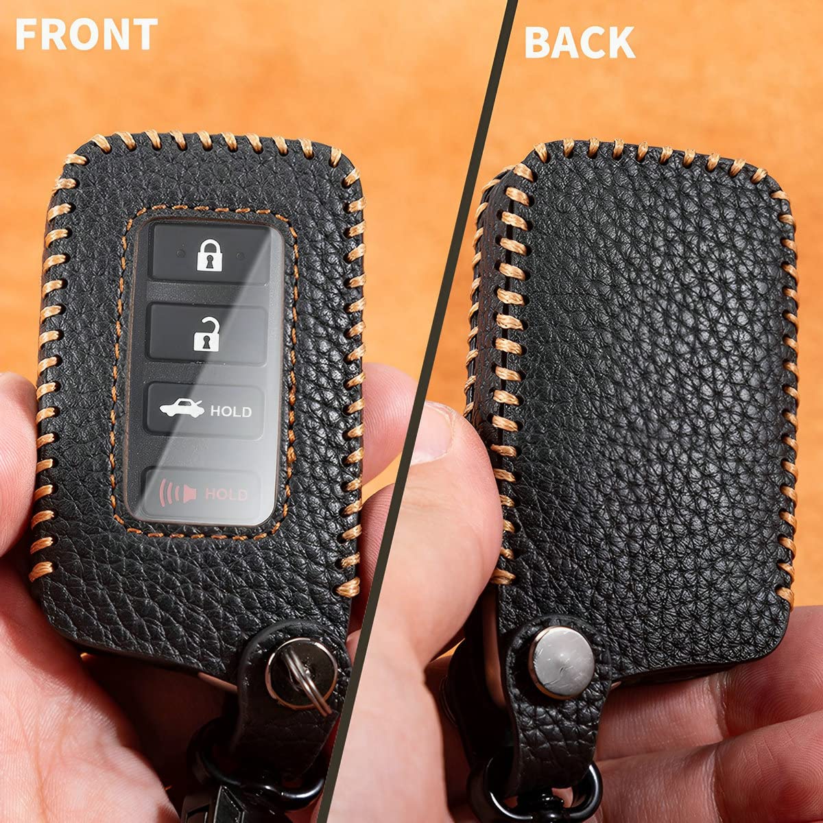 Yonufi For Lexus Key Fob Cover With Keychain Leather Car Smart Key Case Protector Holder Compatible 2014-2023 Lexus Es Gs Is Rc