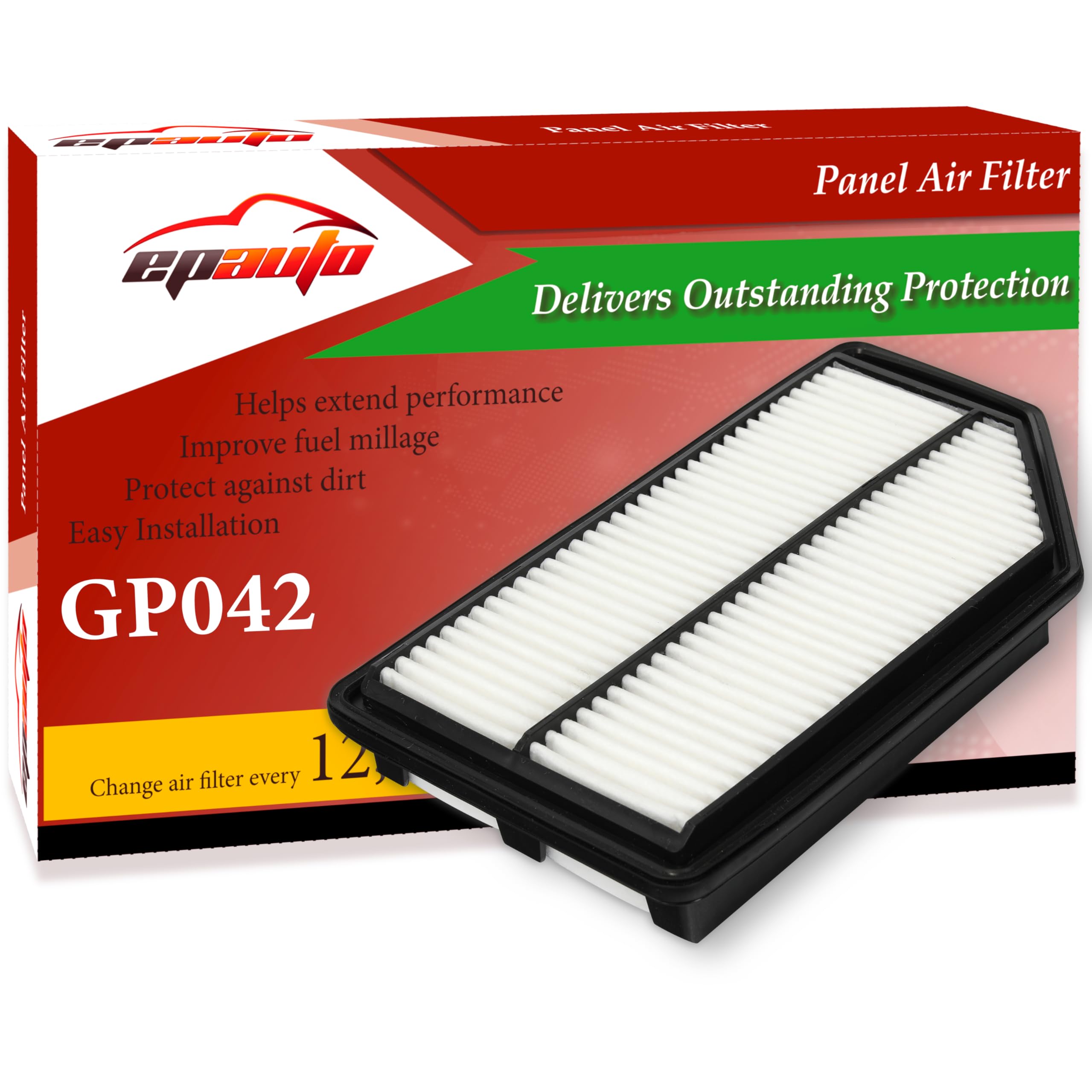 Epauto Gp042 (Ca11042) Replacement For Honda Extra Guard Rigid Panel Carbon Fiber Air Filter For Odyssey (2011-2017)