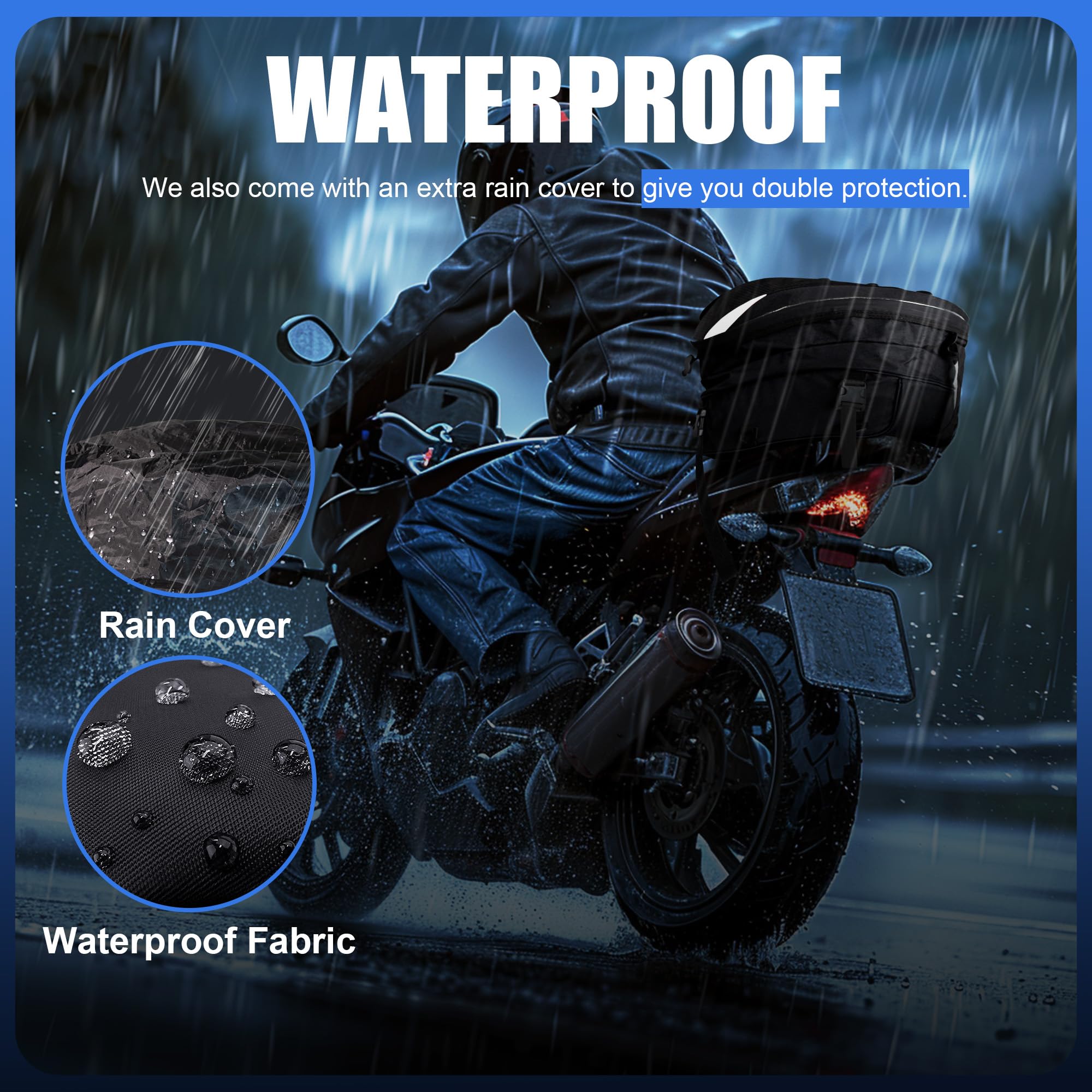 E-Riding Waterproof Motorcycle Tail Bag, 25L-38L Large Capacity Motorbike Helmet Bag, Motorcycle Backpack, Dual Use Luggages Bag