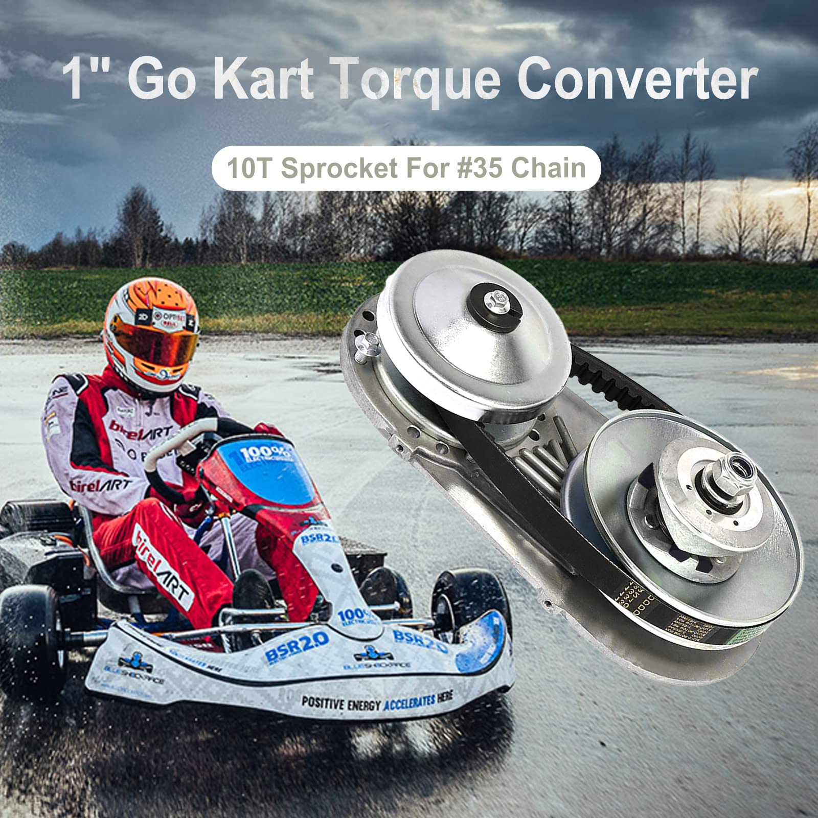 BATONECO 30 Series 1'' Torque Converter Kit for Predator 301CC 2-8 HP Engine, 1 inch Bore Clutch 10T #40/41/420 Chain Replaces G