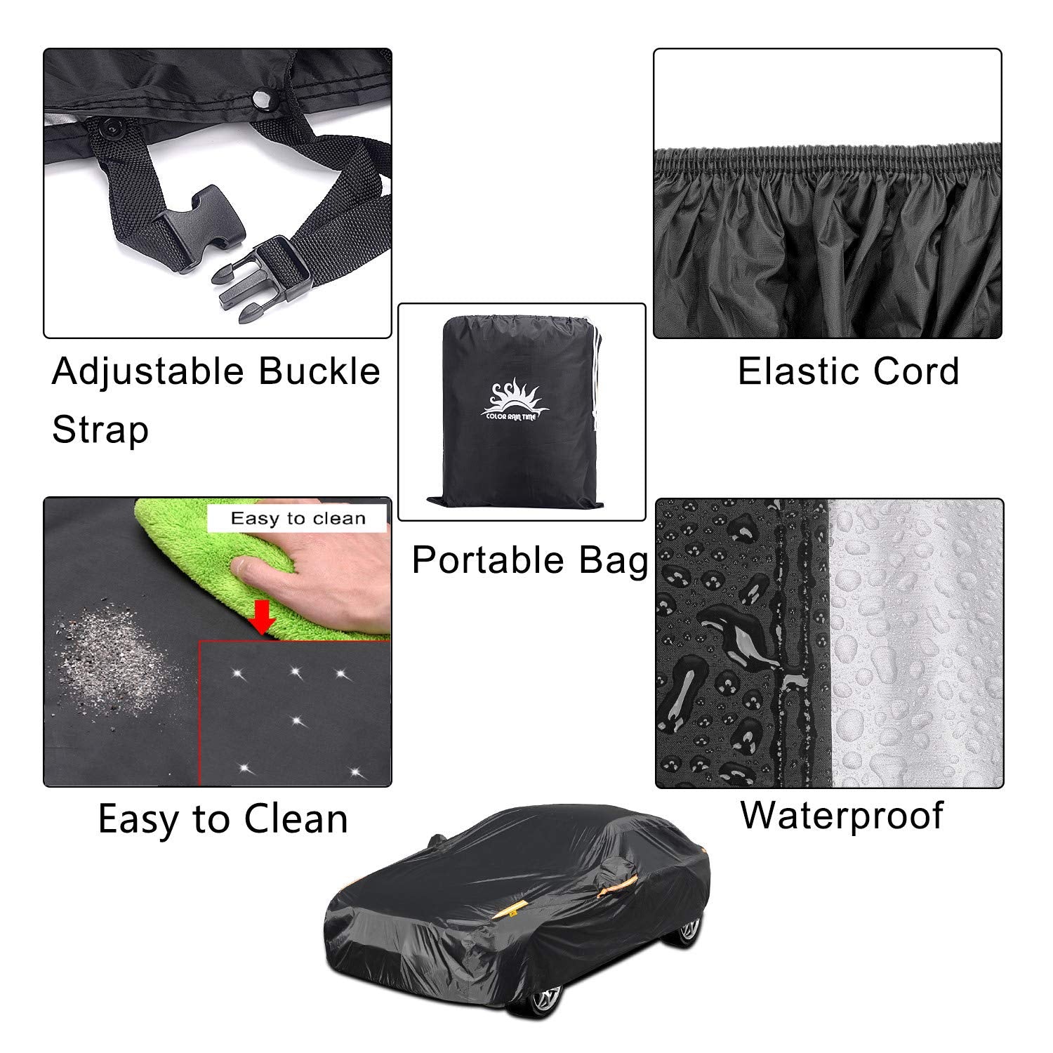 Color Rain Time Uv Protection Car Cover Windproof Dustproof Scratch Resistant Outdoor Universal Full Car Covers For Sedan M