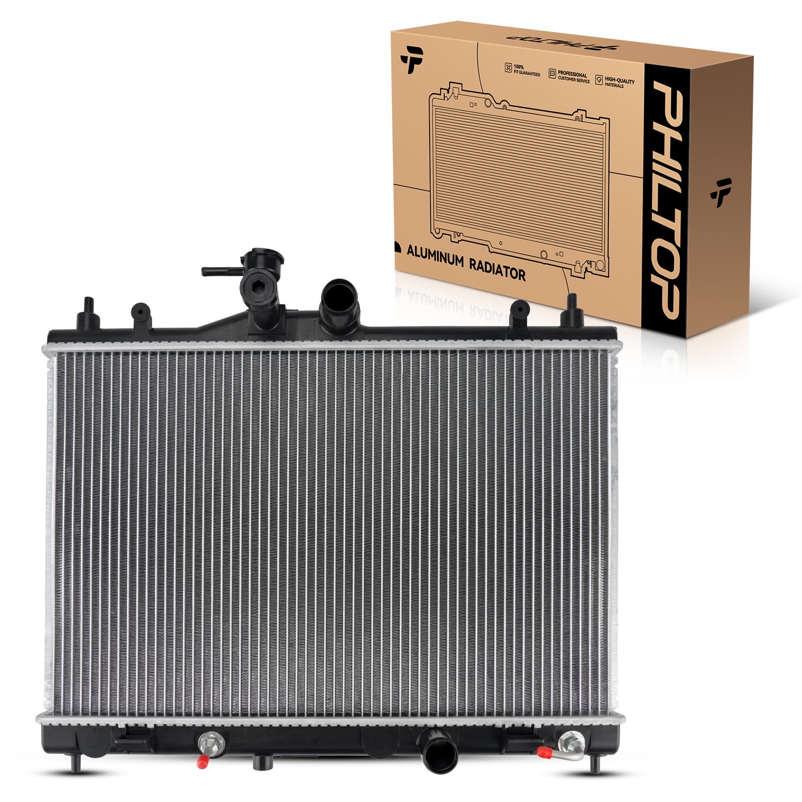 PHILTOP Aluminum Car Replacement Radiator Compatible with 2007-2012 Versa 1.8L, 2012 Versa 1.6L CU13002