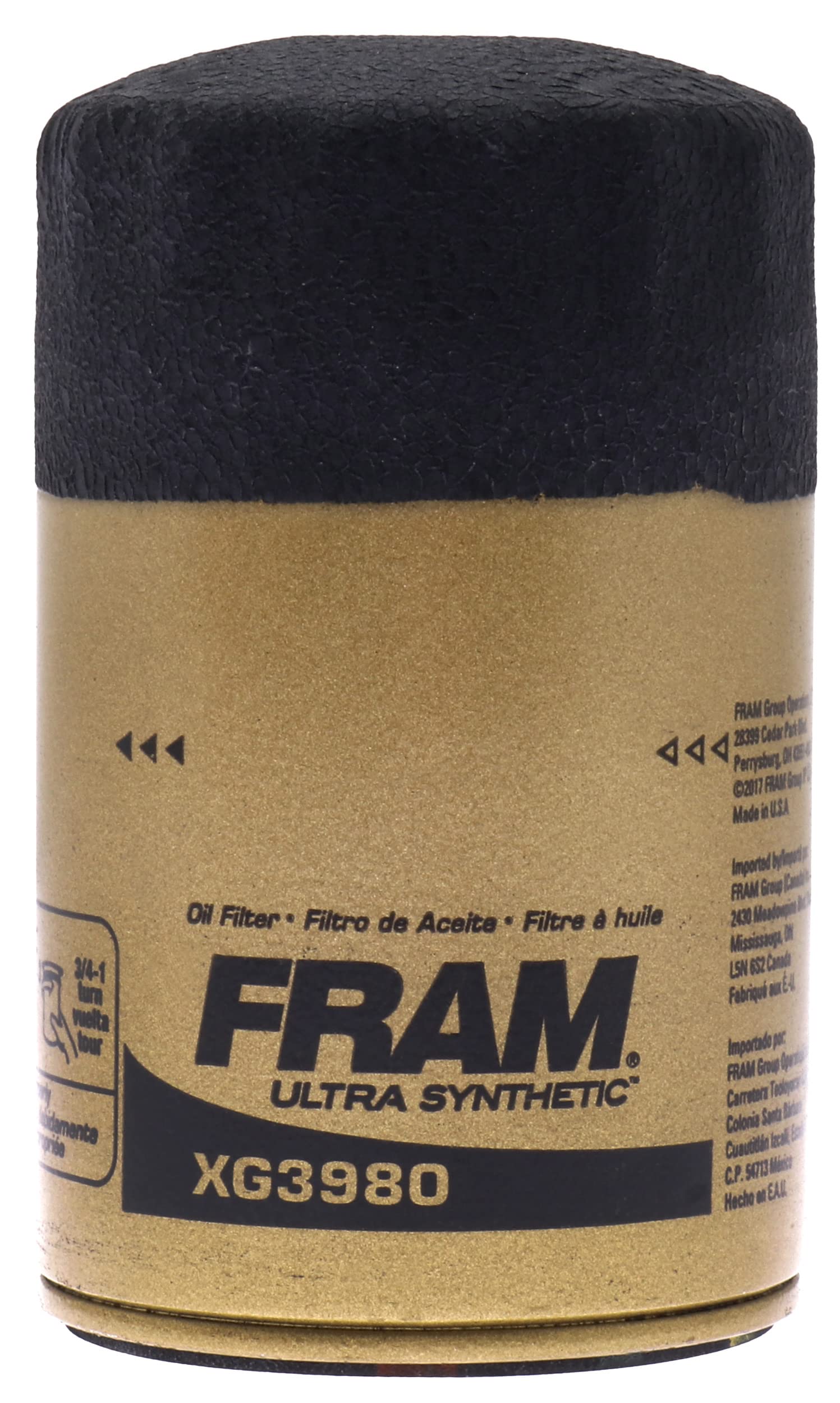 Fram Ultra Synthetic Automotive Replacement Oil Filter, Designed For Synthetic Oil Changes Lasting Up To 20K Miles, Xg3980 With Suregrip (Pack Of 1)