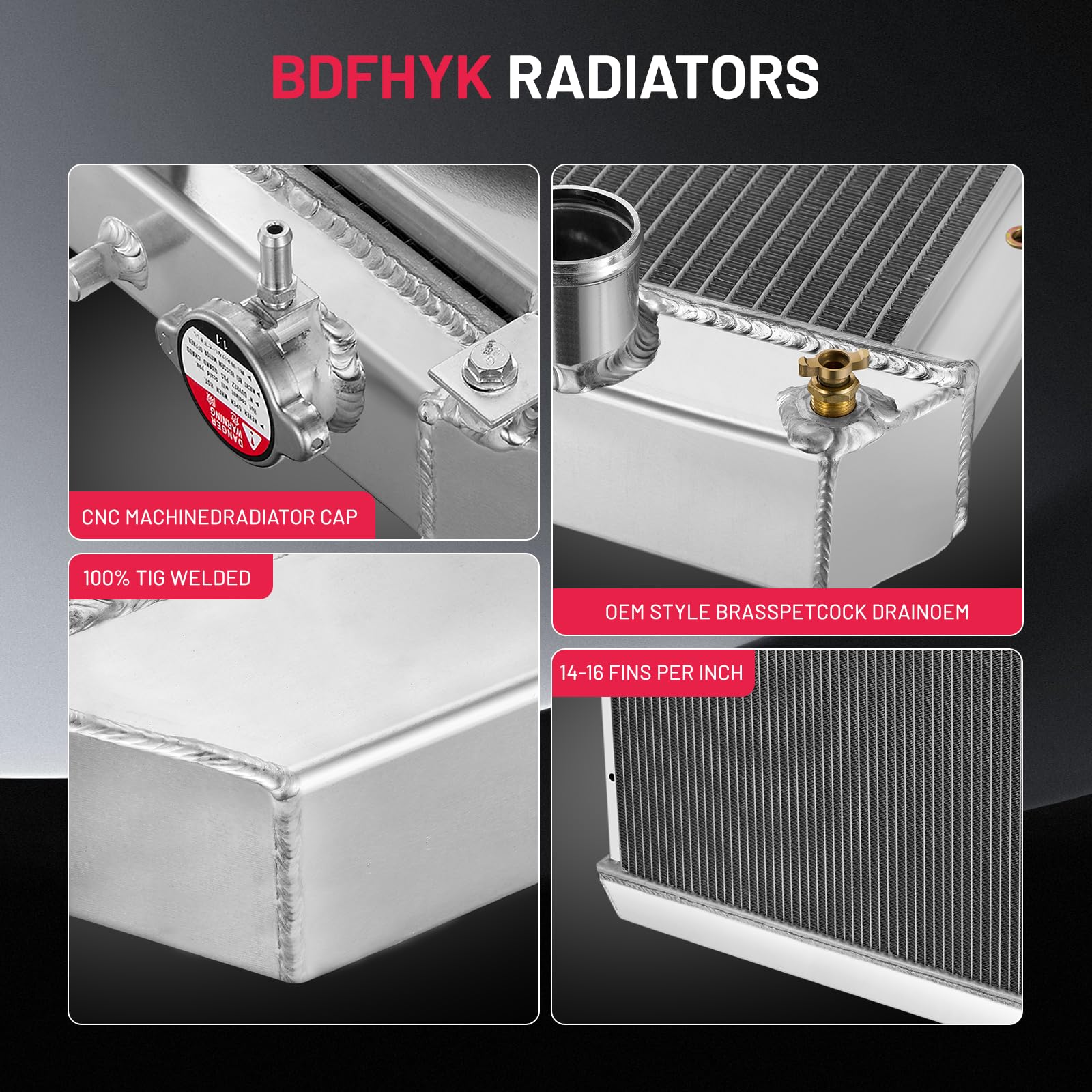 BDFHYK 3ROW-56MM RA-CHEVYT63-3 Aluminum Radiator Compatible with for 1963-1966 ChevroLet C10 Pickup/C20/C30/K10/K20,1964-1966 OL