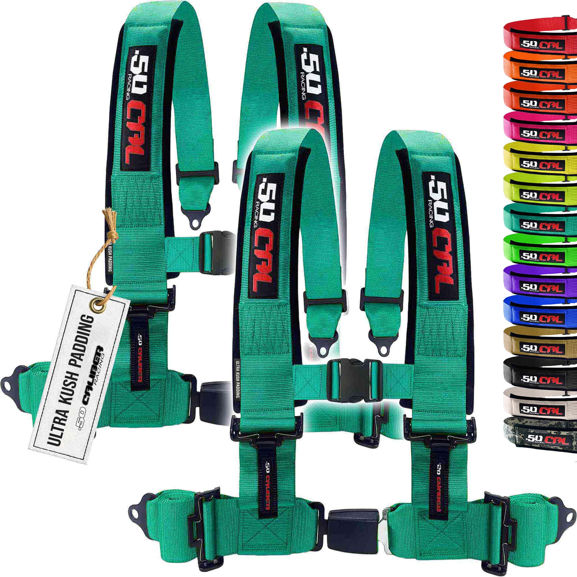 4 point harnesses (2) for bucket seat, push button release, 10 colors to choose from, racing harness 4 point race car UTV RZR (T