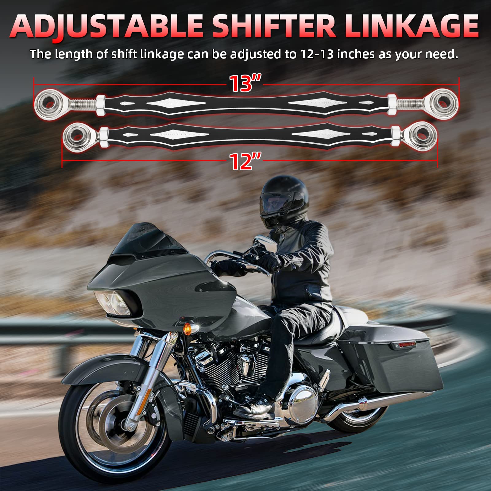 Amazicha Black Shift Linkage Gear Shifter Linkage Compatible For Harley Touring Electra Street Glide 1980-Later