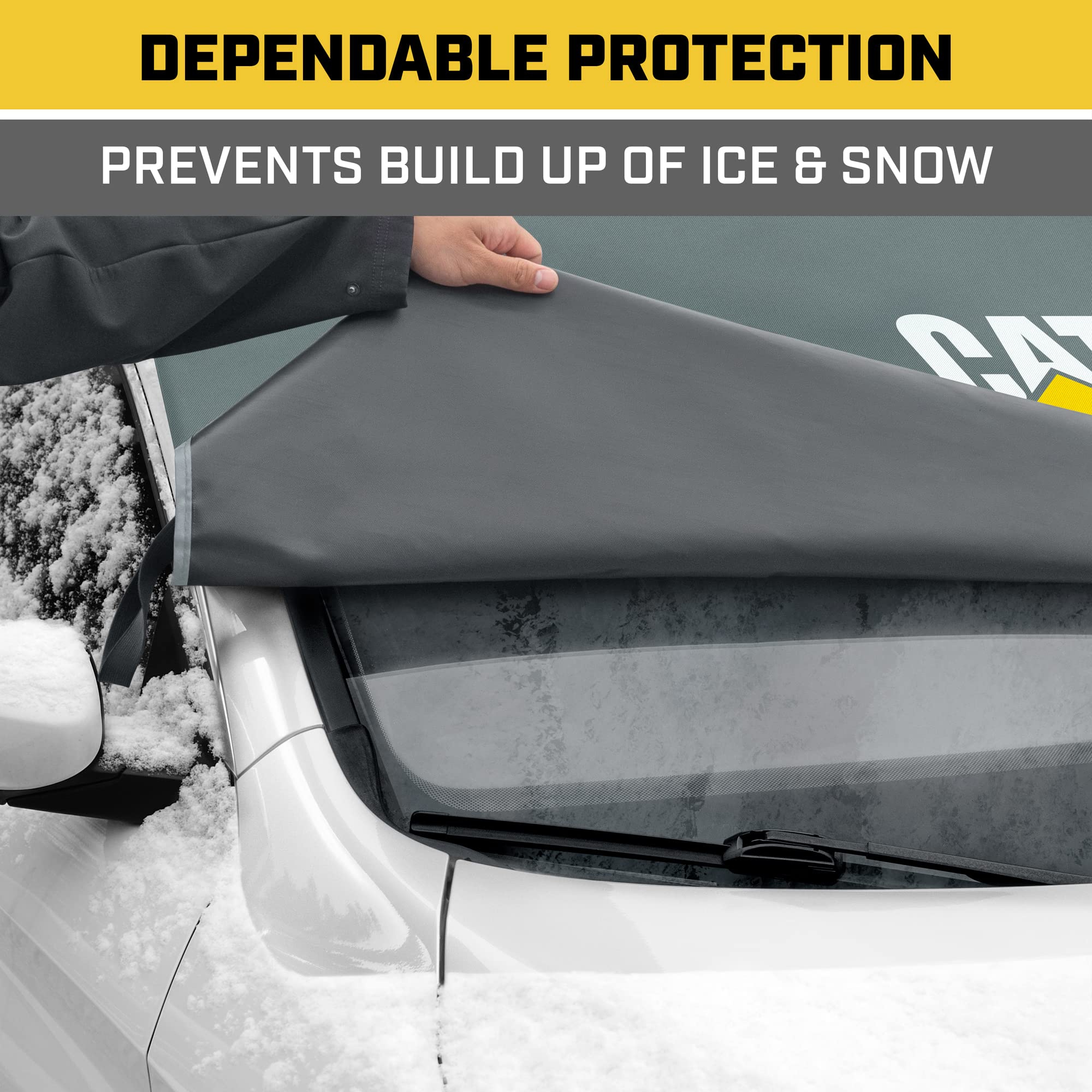 Cat Frost Cover, Toughest Car Windshield Snow Cover For Ice & Sleet, Weatherproof For Winter, Includes Anti-Theft Straps, Freeze