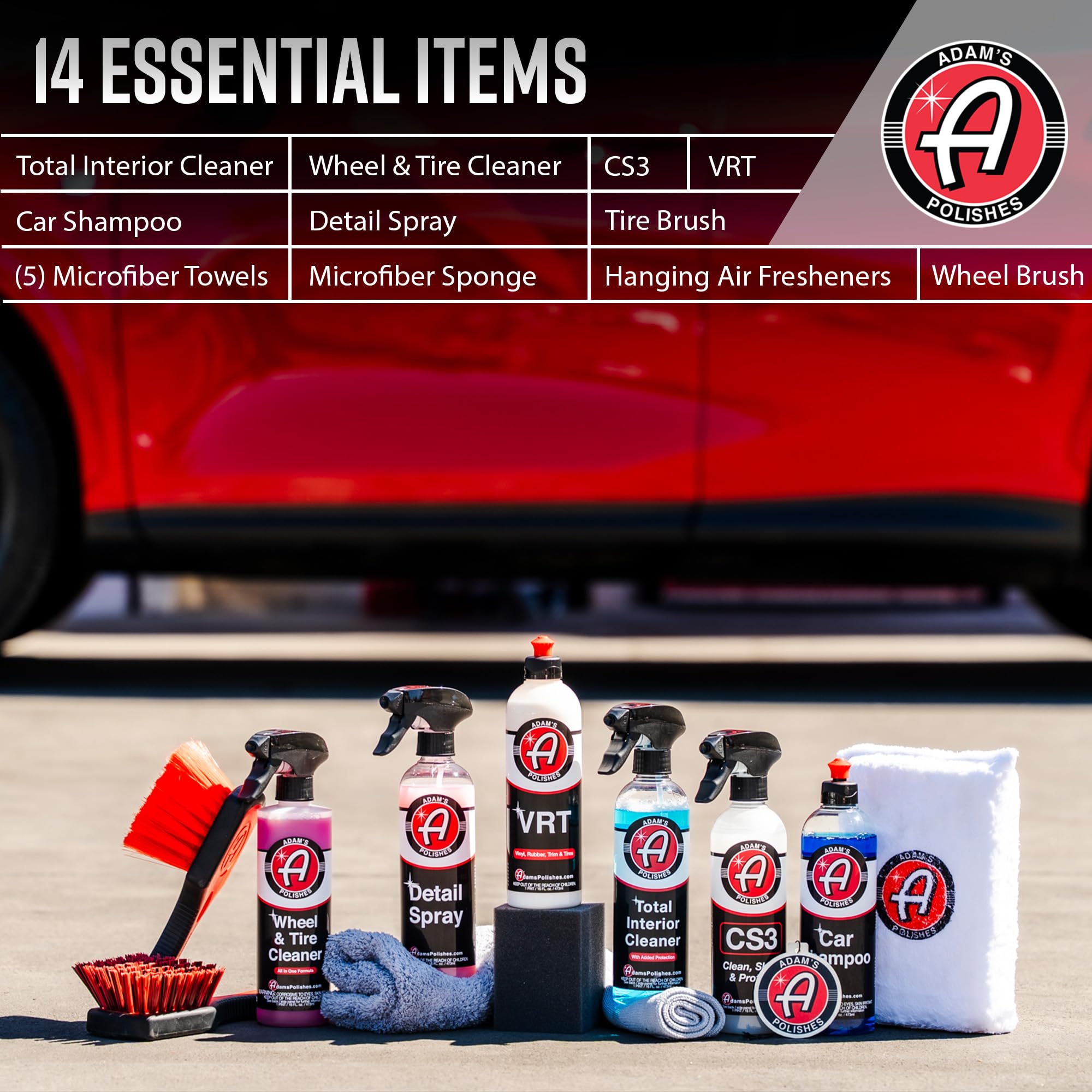 Adam'S Polishes Essential Car Wash Kit (14-Item) - Auto Detailing Car Care Cleaning Kit Car & Truck Lovers, Dads, Moms And Diyer