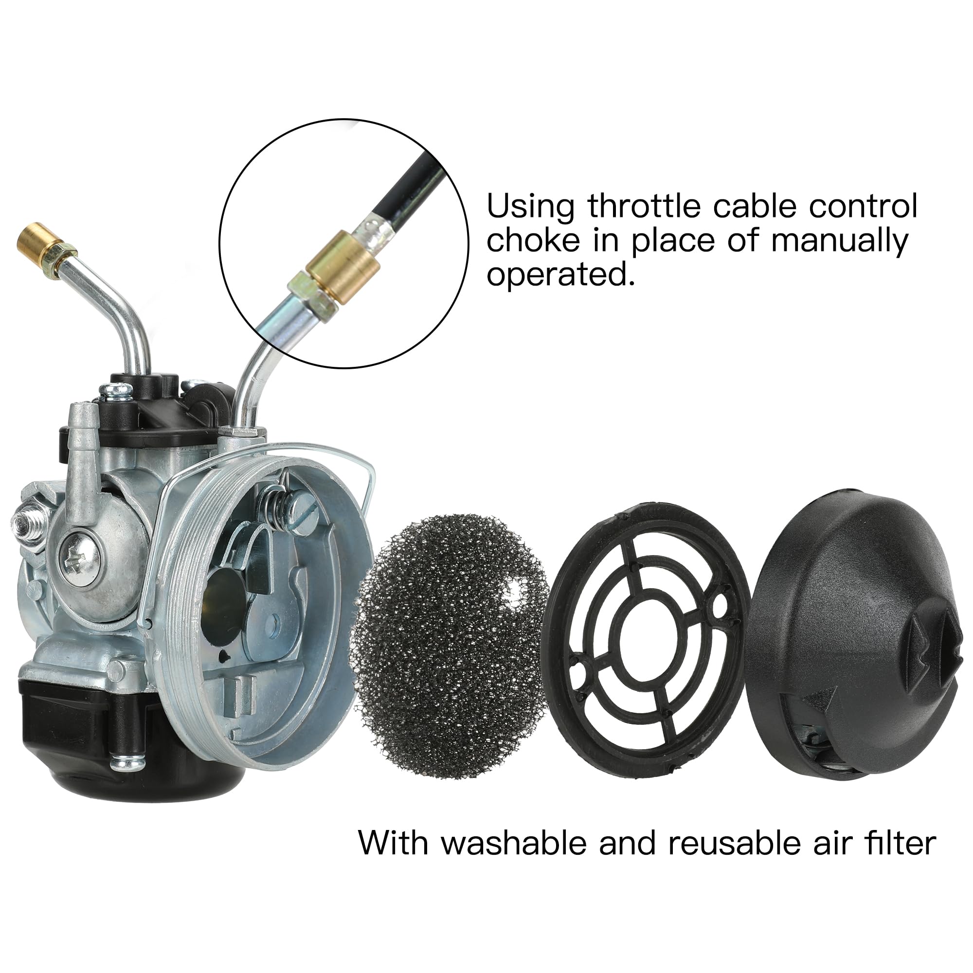YOXUFA Upgraded 2 Stroke Carburetor Throttle Cable Assembly Kit for 80cc 100cc 49cc 50cc 66cc Engine Gas Motor Motorized Bike Mo