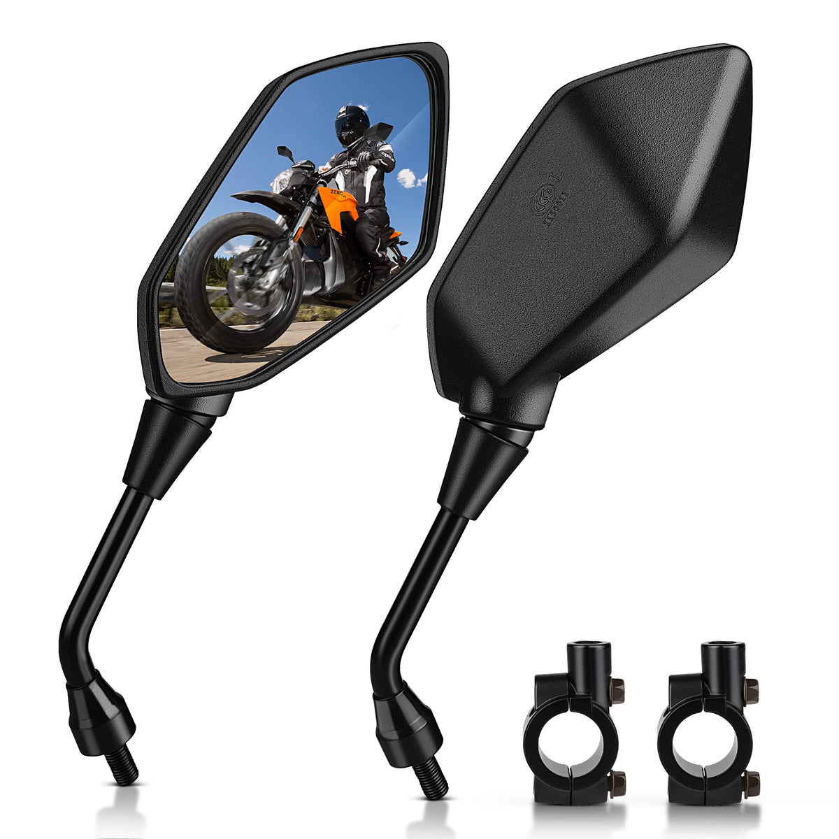 MICTUNING Mirror for Motorbike,Universal Side Mirror with 10mm Bolt 7/8 inches Handlebar Clamp Mirror,High Definition,Blast-resi