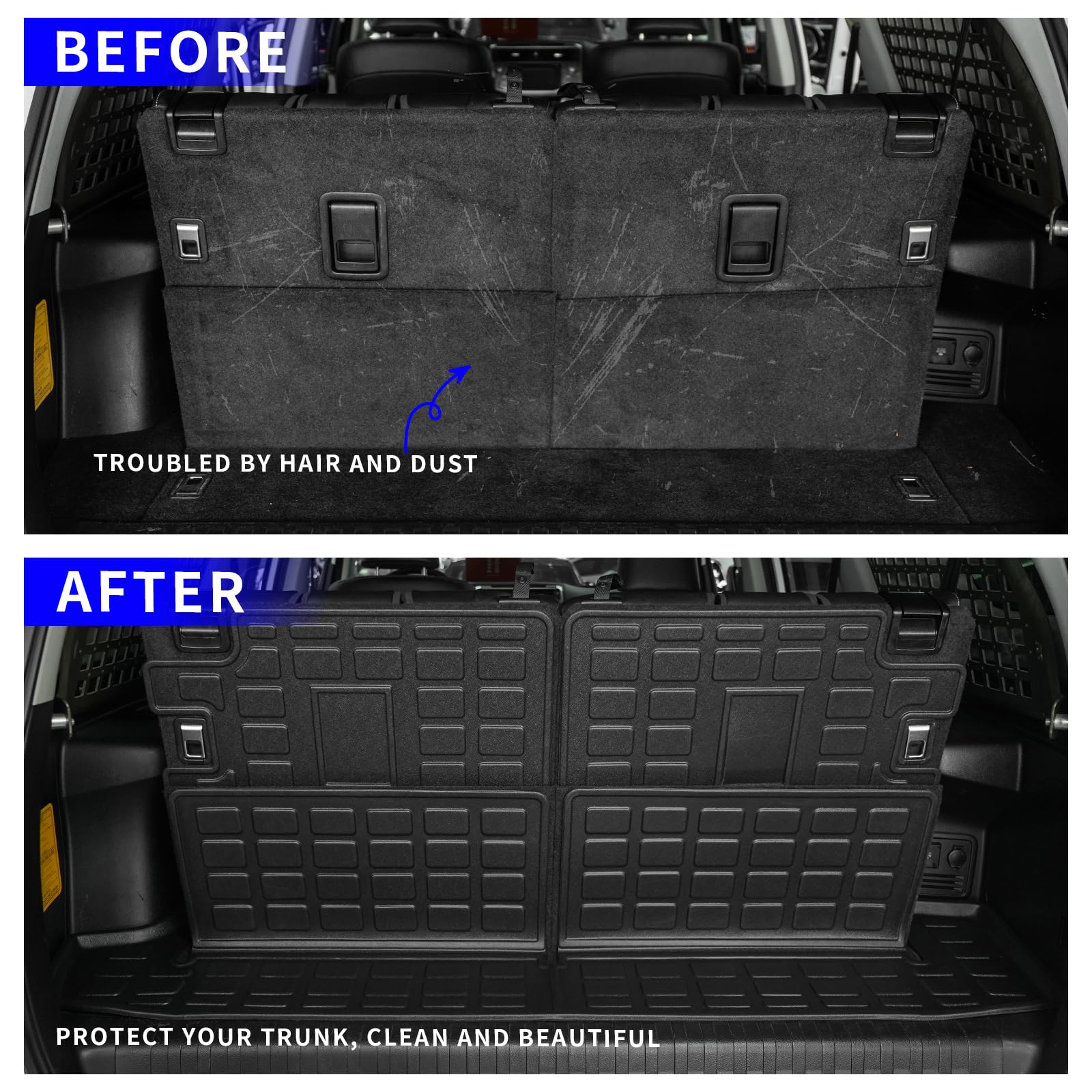 Rongtaod Floor Mats Compatible With 2013-2024 Toyota 4Runner 7 Seats Trunk Liner Cargo Liner Cargo Mat Back Seat Cover Protector 4 Runner Accessories (3Rd Row Backrest Mats+Trunk Mat+Floor Mats)