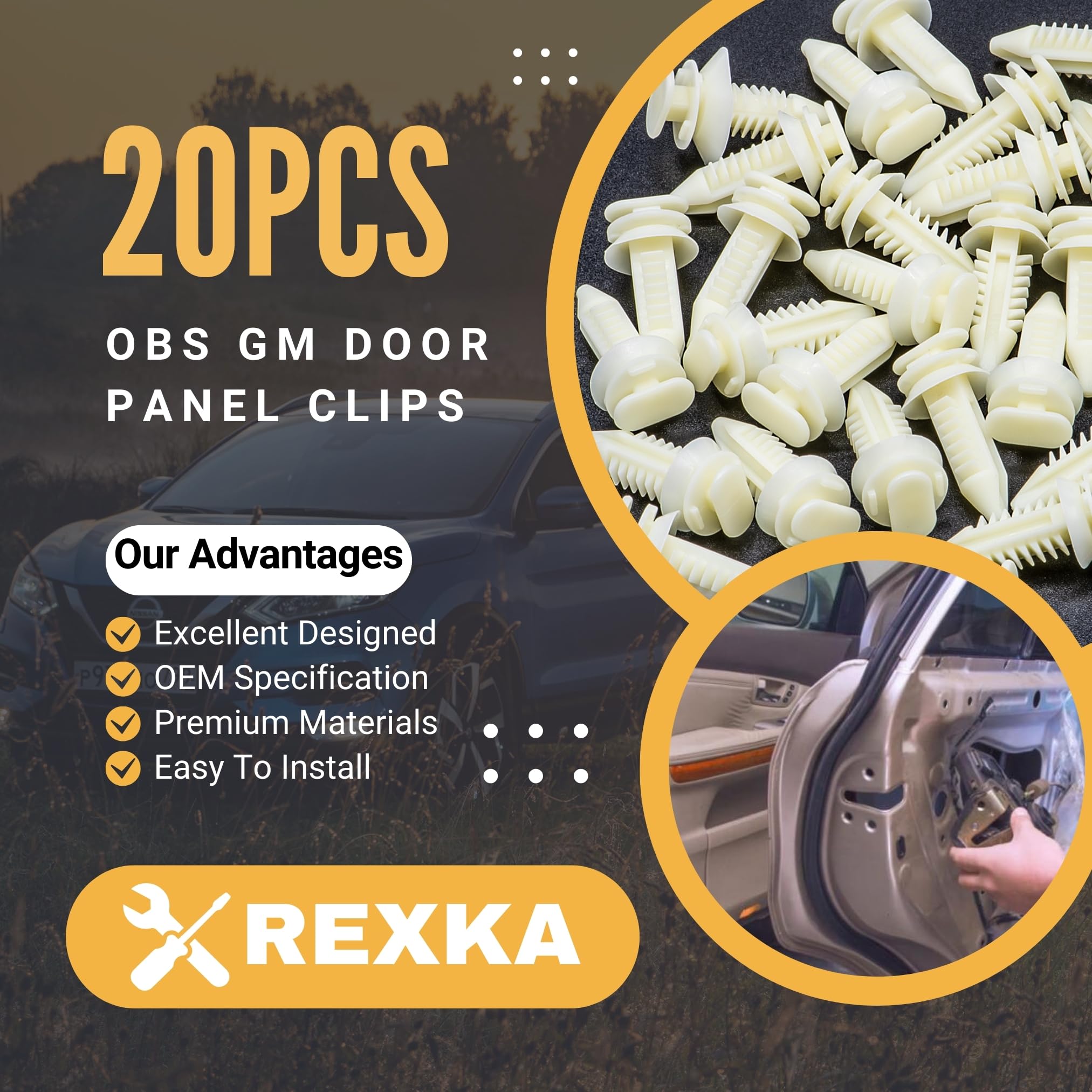 Rexka 20Pcs Door Panel Clips Retainers 15545202 Compatible With Gm Chevrolet Gmc Trucks Chevy Pickup Suv