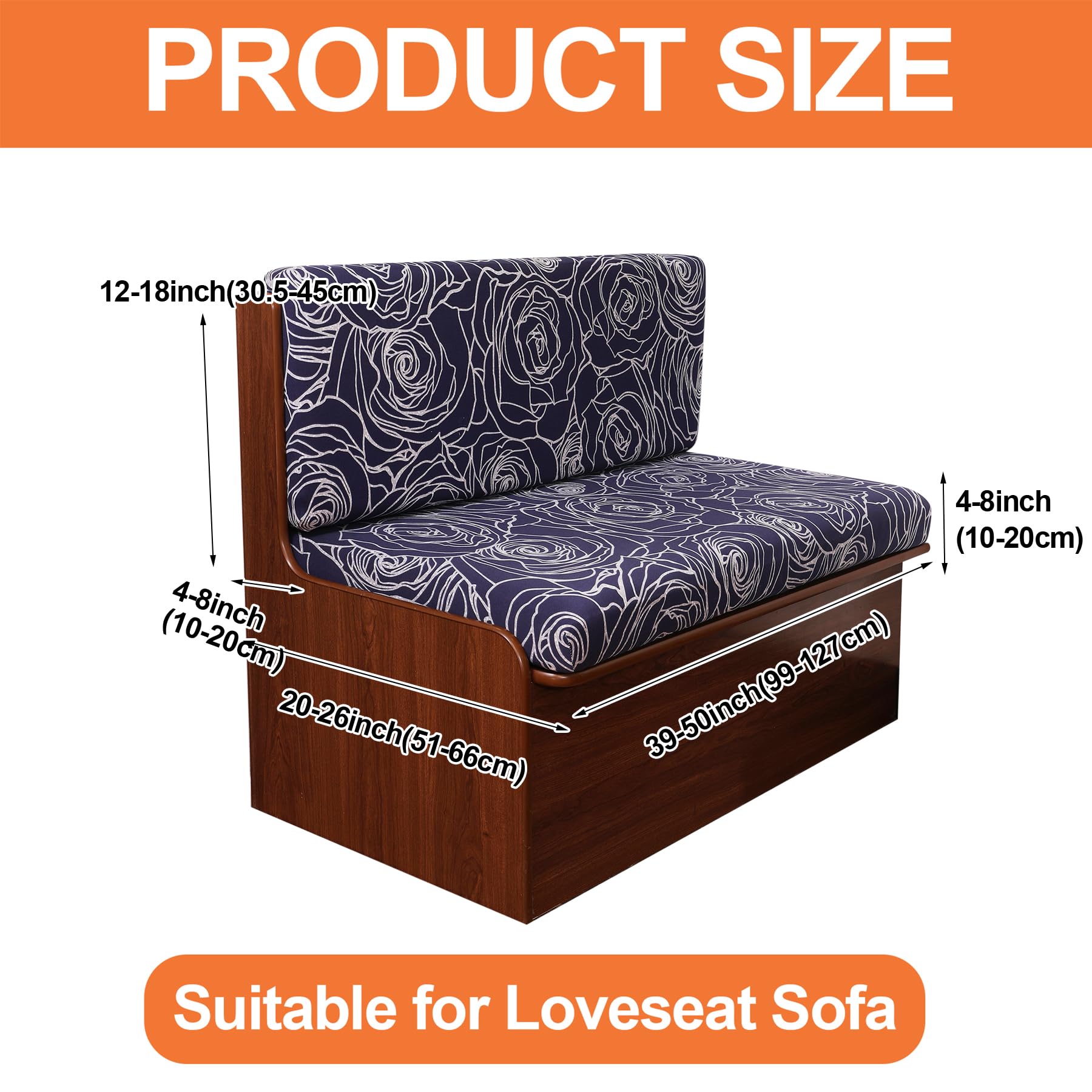 Fuangui Rv Dinette Cushion Covers - Stretch Camper Cushion Booth Seats Replacement - Washable Sofa Furniture Protector (B6, 2 Be