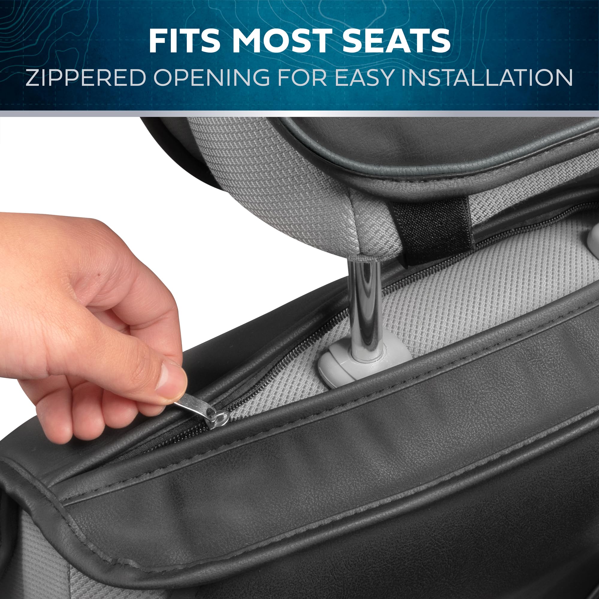 MotorBox Prestige Faux Leather Seat Covers for Cars - (2) Front Semi-Custom Fit Black & Charcoal Seat Covers for Trucks & SUV -