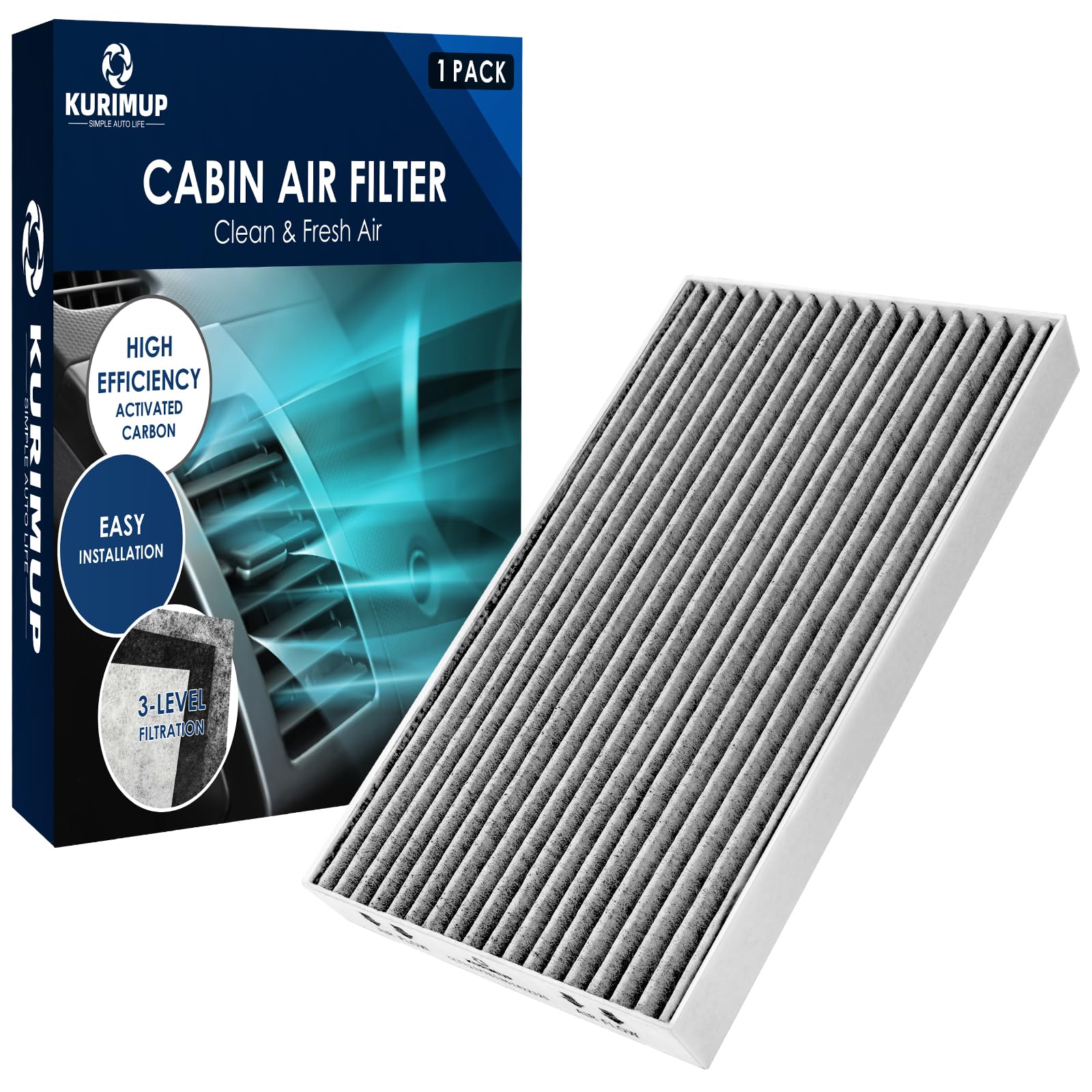 Kurimup Cf11177 Premium Cabin Air Filter With Activated Carbon, Fit For Nissan Cube (2009-2014), Juke (2011-2017), Sentra (2013-