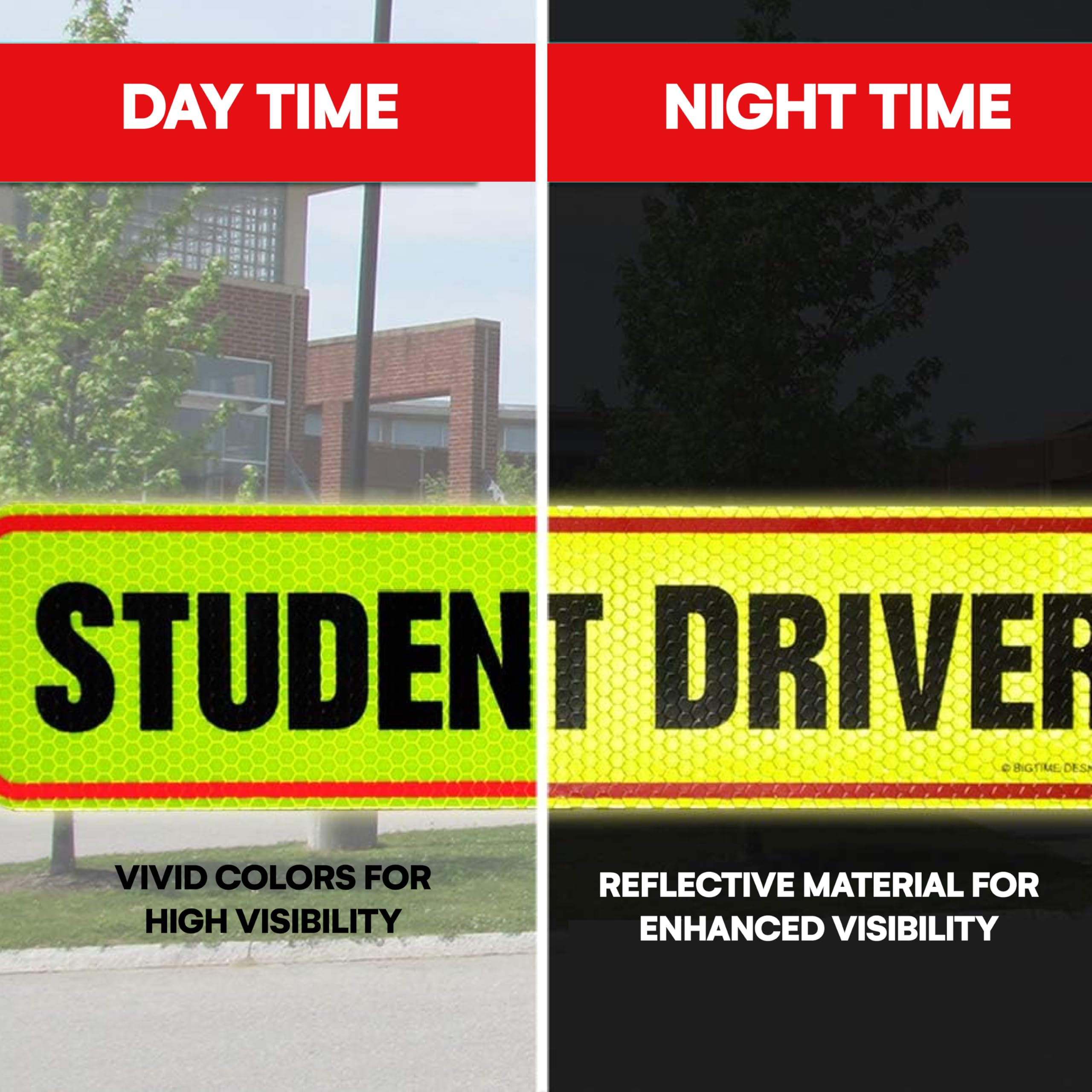 Reflective Student Driver Magnet | 12'' Car Magnet Sticker For New & Beginner Drivers | Weatherproof & Magnetic | Accessories Fo