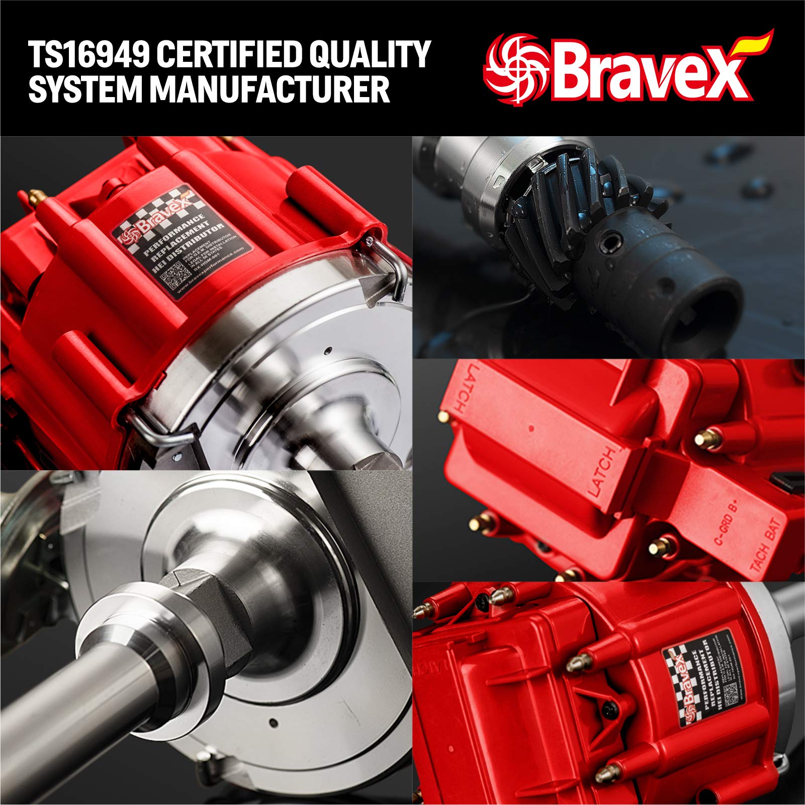 STEINBRCKE High Performance Red Cap HEI Distributor for Chevy gm SBC 283 305 307 327 350 400 BBC 454 396 427 Small/Big Block 65k