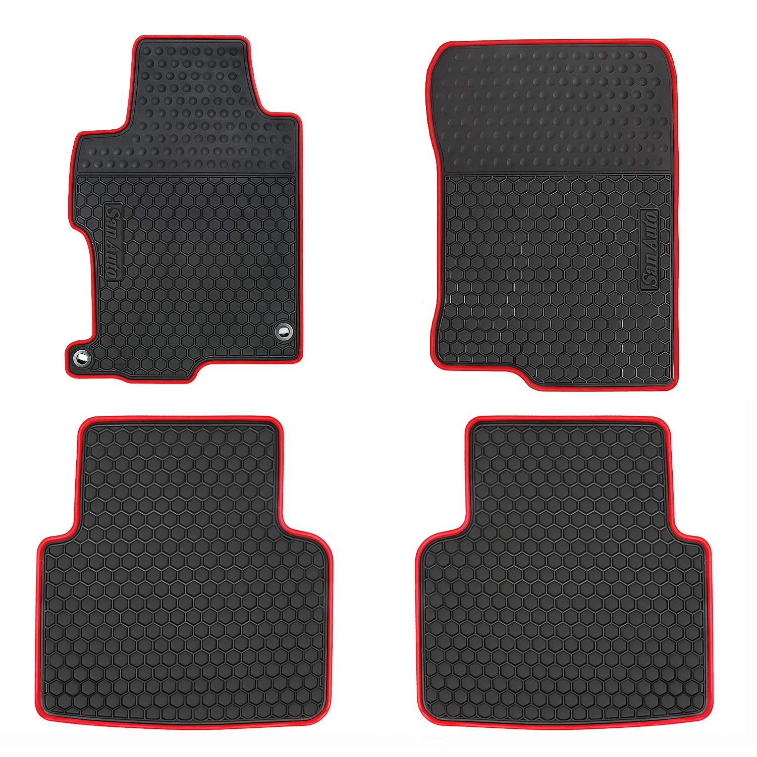 Car Rubber Floor Mat For Honda Accord 9Th Generation 2017-2016-2015-2014-2013 Custom Fit Black Red Auto Liner Mats All Weather P