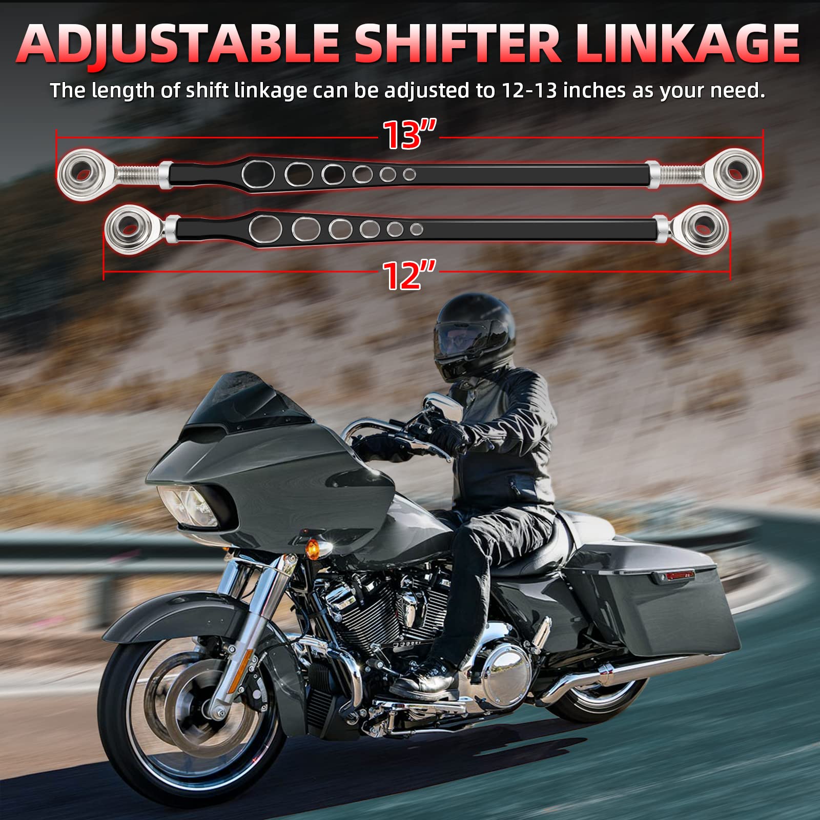 Amazicha Black Gear Shift Linkage Compatible For Harley Softail Touring Electra Street Glide Road Glide Road King Tri Glide 1986-2024