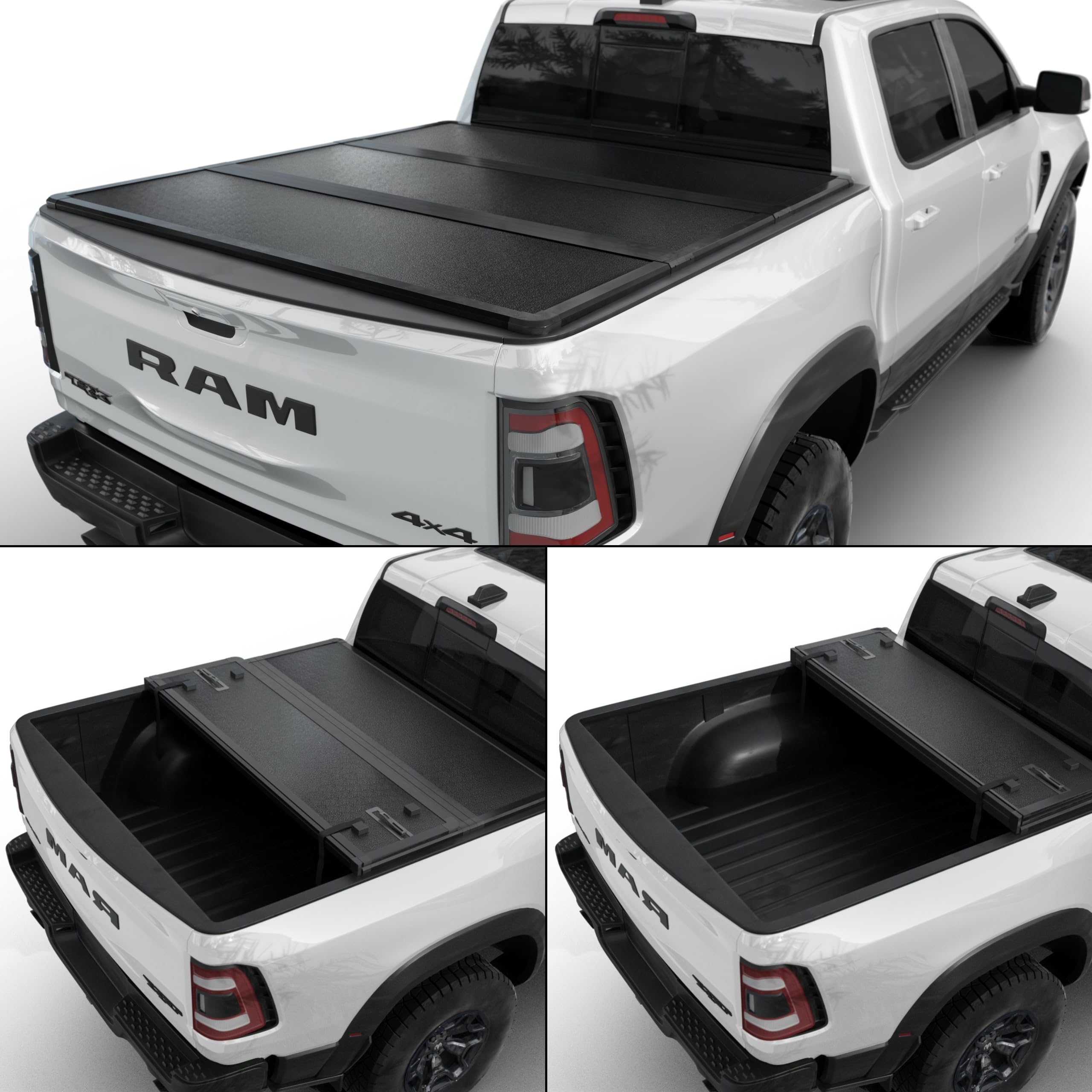 Toptiny Hard Folding Truck Bed Tonneau Cover|HTF011|Fits 2009-2025 Dodge Ram 1500 5' 7'' Bed Without Ram Box (67.4'')