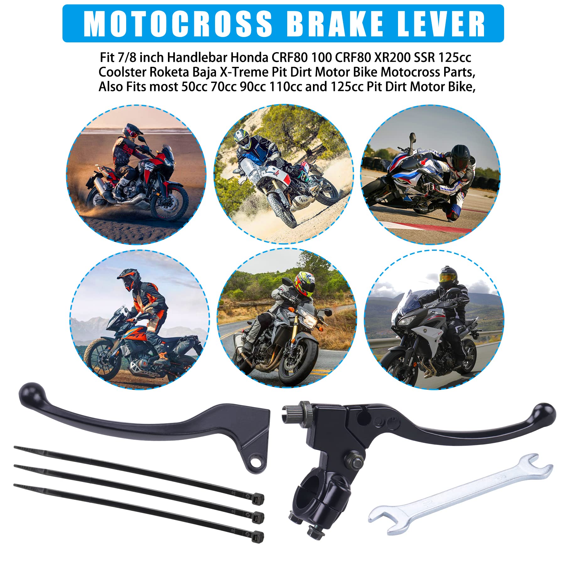 JINGKE 7/8'' 22mm Universal Motorcycle Black Left Clutch Brake Handle Lever Perch for Honda XR80 XR100 CRF70 CRF80 CRF100 XR200