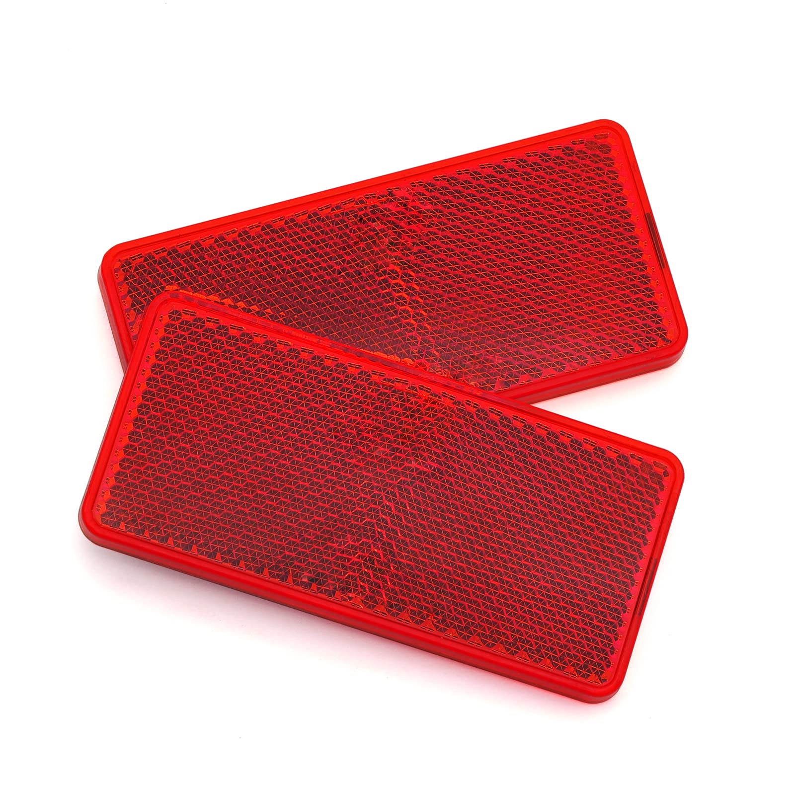 2Pcs Plastic Rectangular Stick-on Reflector Sticker (Red, 3.70 x 1.73 in)