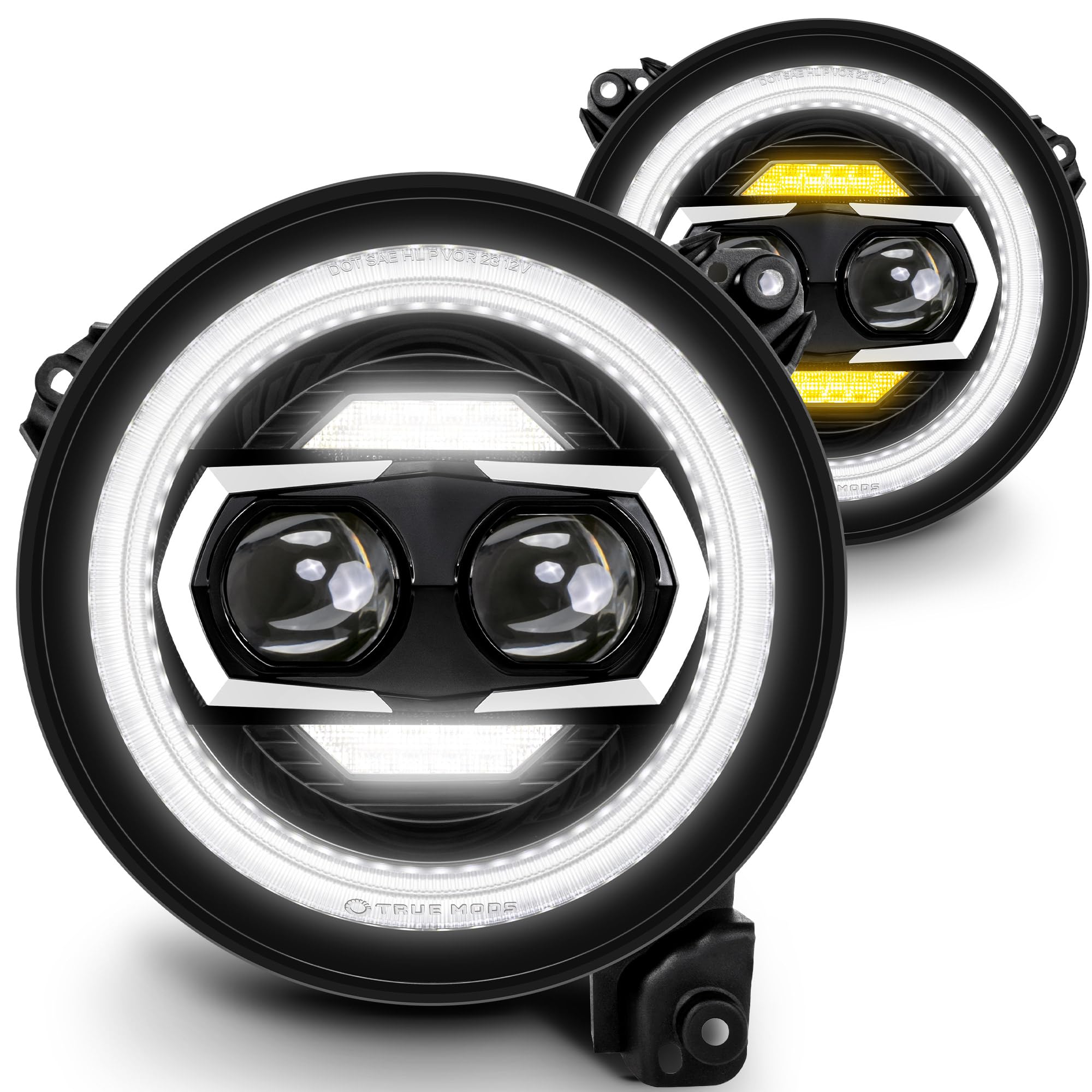 True Mods 9    Inch Round Led Headlights Replacement For Jeep Wrangler Jl Jlu Unlimited Gladiator Jt 2018-2024 Accessories [Dot