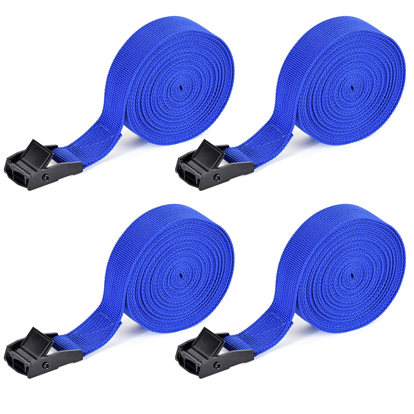 Kshineni Tie Down Straps 4 Pcs Cam Buckle Strap 13.1' X 1 Adjustable Lashing Cinch Ratchet Tie-Down Straps For Cargo, Trucks, Luggage, Trailer, Motorcycle (Blue)
