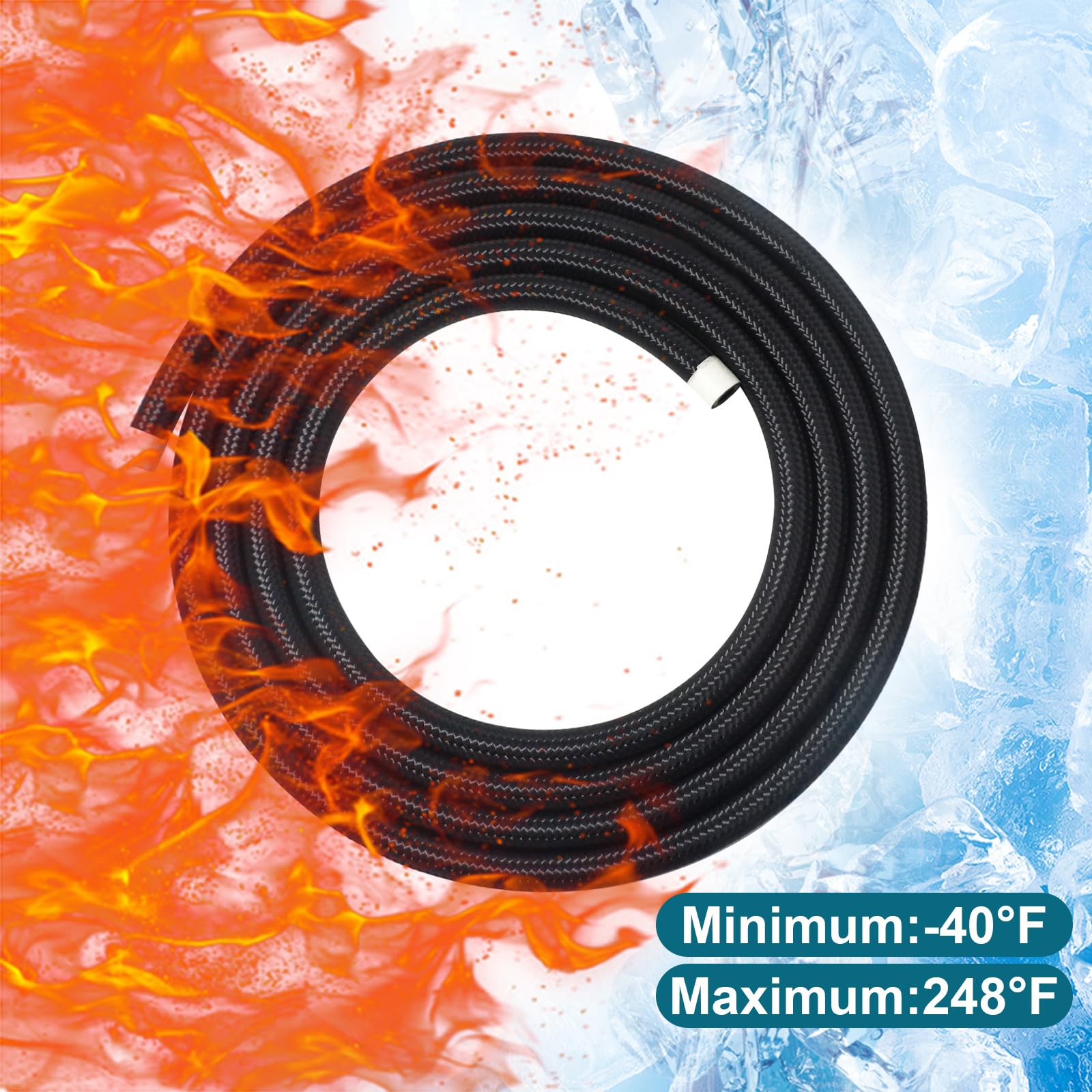 VWTNI 10AN Fuel Line, 10AN CPE Fuel Hose, 5FT Transmission/Oil Cooler Lines, Nylon Braided Fuel Line Hose.