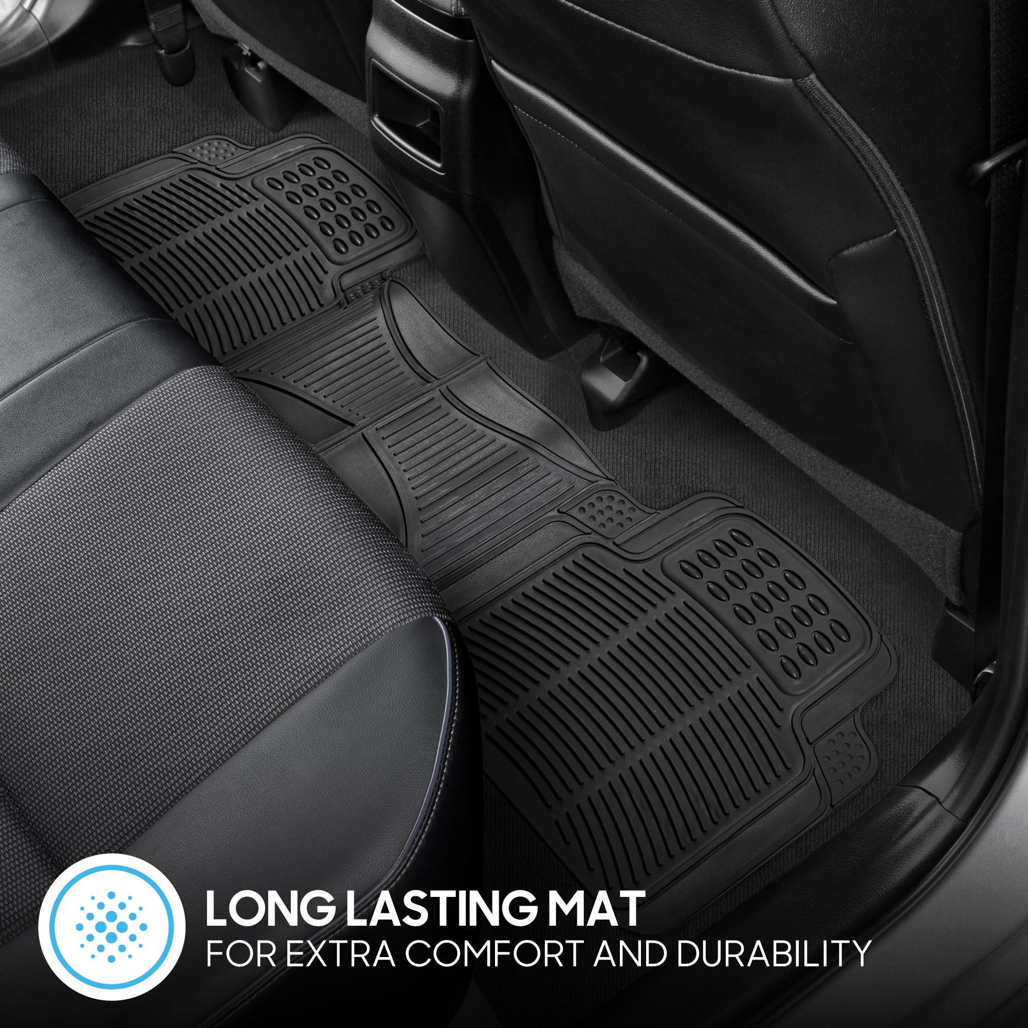 BDK ProLiner Floor Mats for Cars Trucks SUV, 2-Piece All-Weather Car Mats with Universal Fit Design, Durable Car Floor Mats with