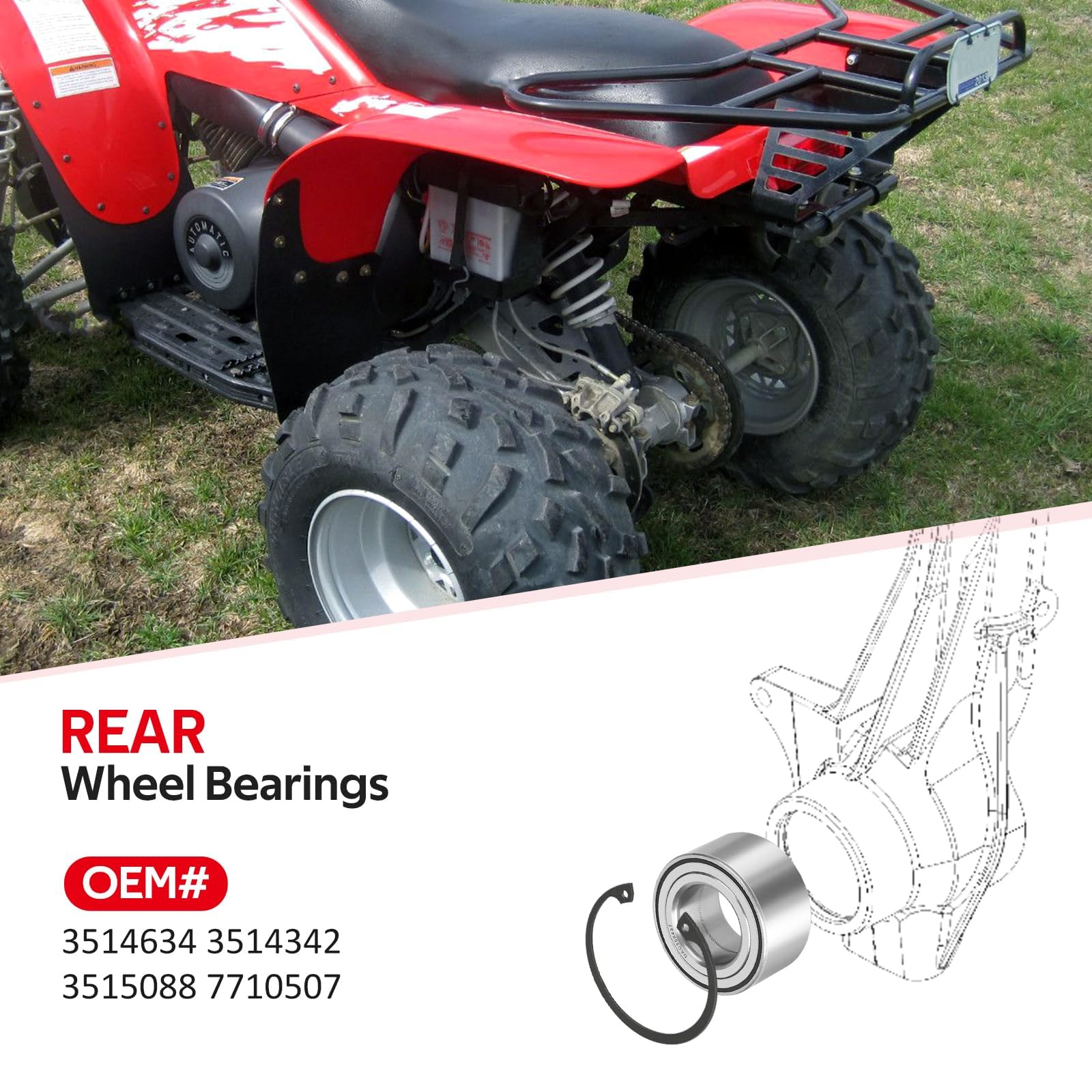 Rear Wheel Bearings for Polaris Trail Blazer 330 Trail Boss 330 Outlaw 500 525 Sportsman 300 400 500 ATP 330 500 Hawkeye 300 (35