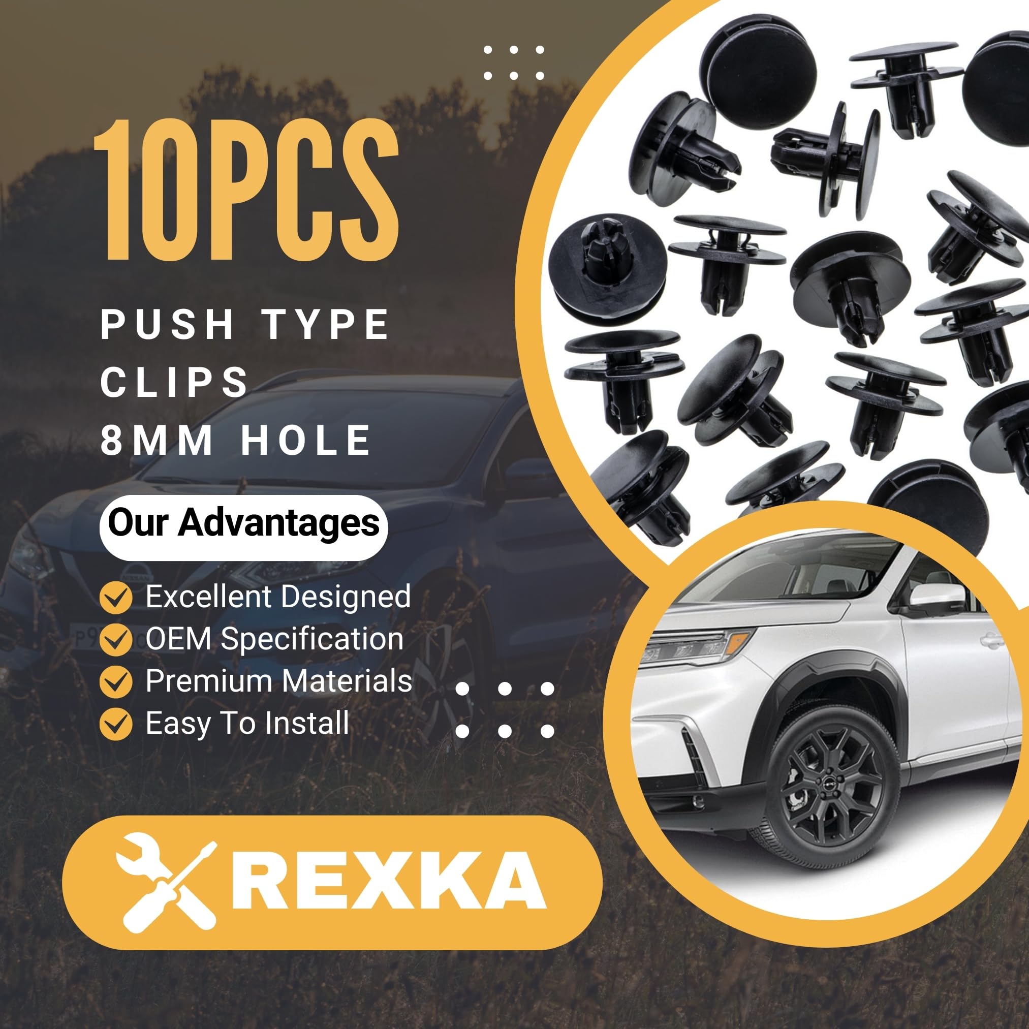 Rexka 10Pcs Front Fender Liner Retainer Clip 91501-Tr0-003 For Honda Acura Accord Civic Clarity Crosstour Cr-V Fit Odyssey Ilx M