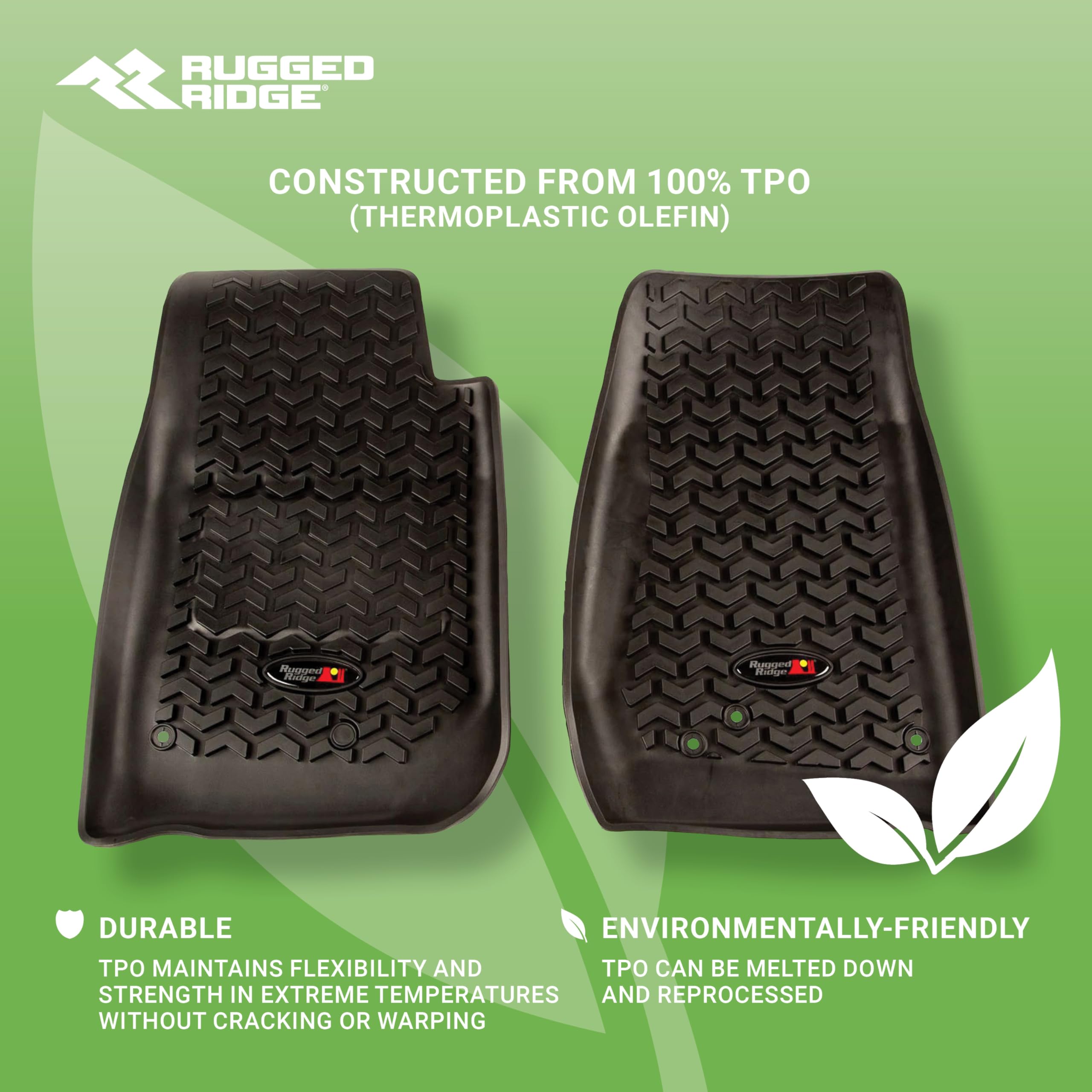 Rugged Ridge Front Floor Liners For Ford F-250/F-350 | Pair, All-Terrain, Black | 82902.07 | Fits 1999-2007 Ford F-250/F-350 Super Duty Regular Cab/Extended Cab/Supercrew