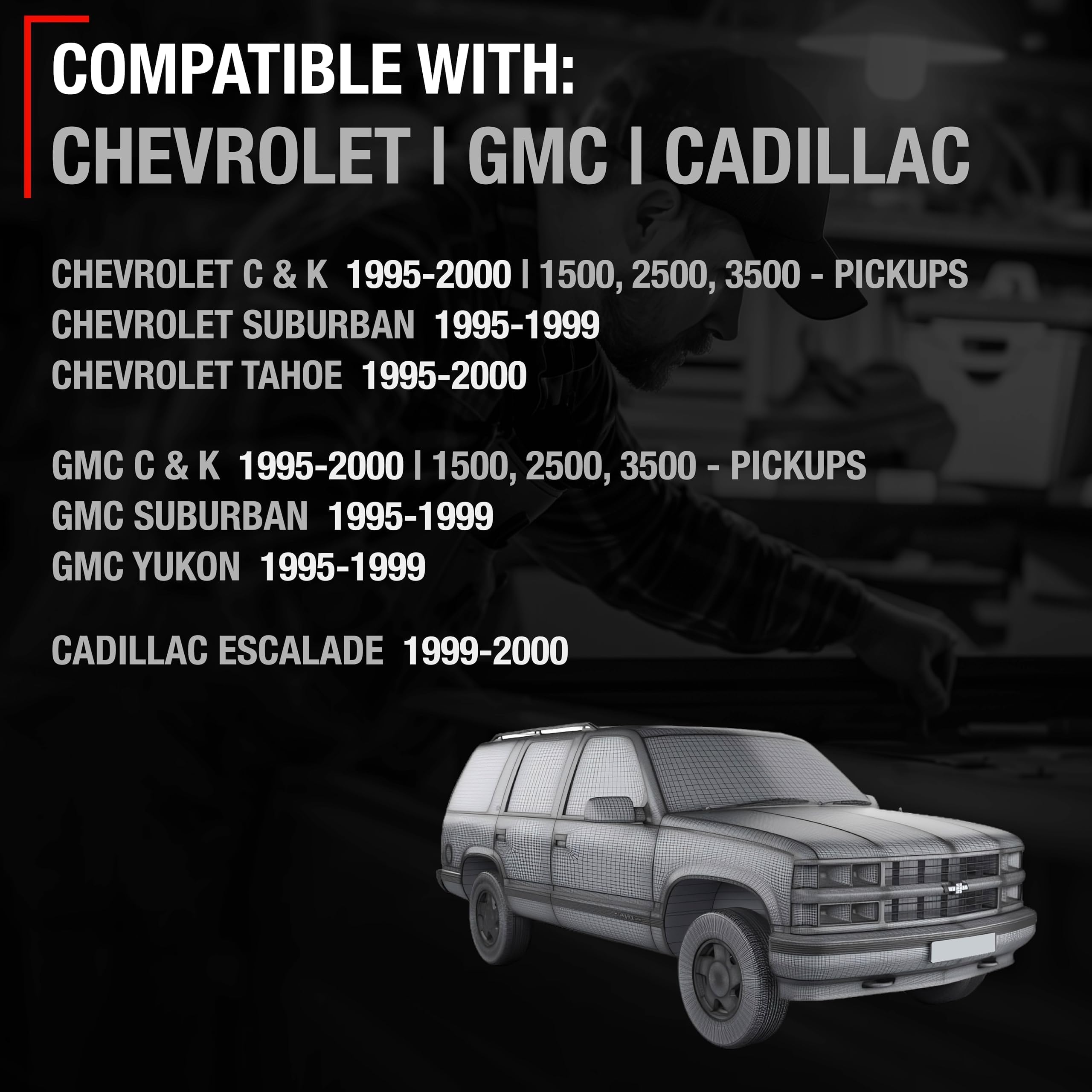 Exterior Front Passenger Door Handle, Upgraded Metal - Compatible With 1995-2000 Chevrolet, Gmc C/K 1500 2500 3500 Suburban Taho