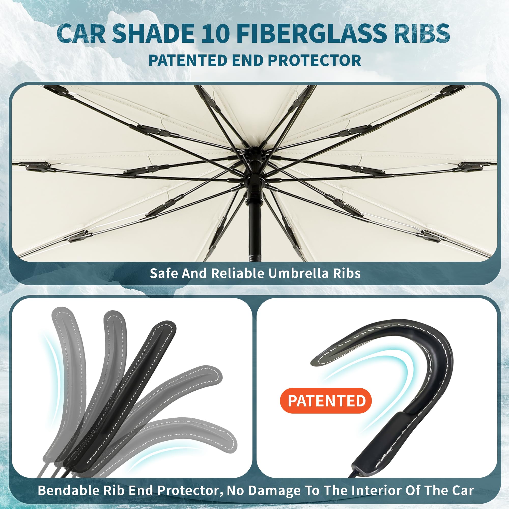 2025 Car Windshield Sun Shade Umbrella, 57''*33'', Foldable Sun Shade for Car Windshield Umbrella, UPF 50+ and Heat Protection,