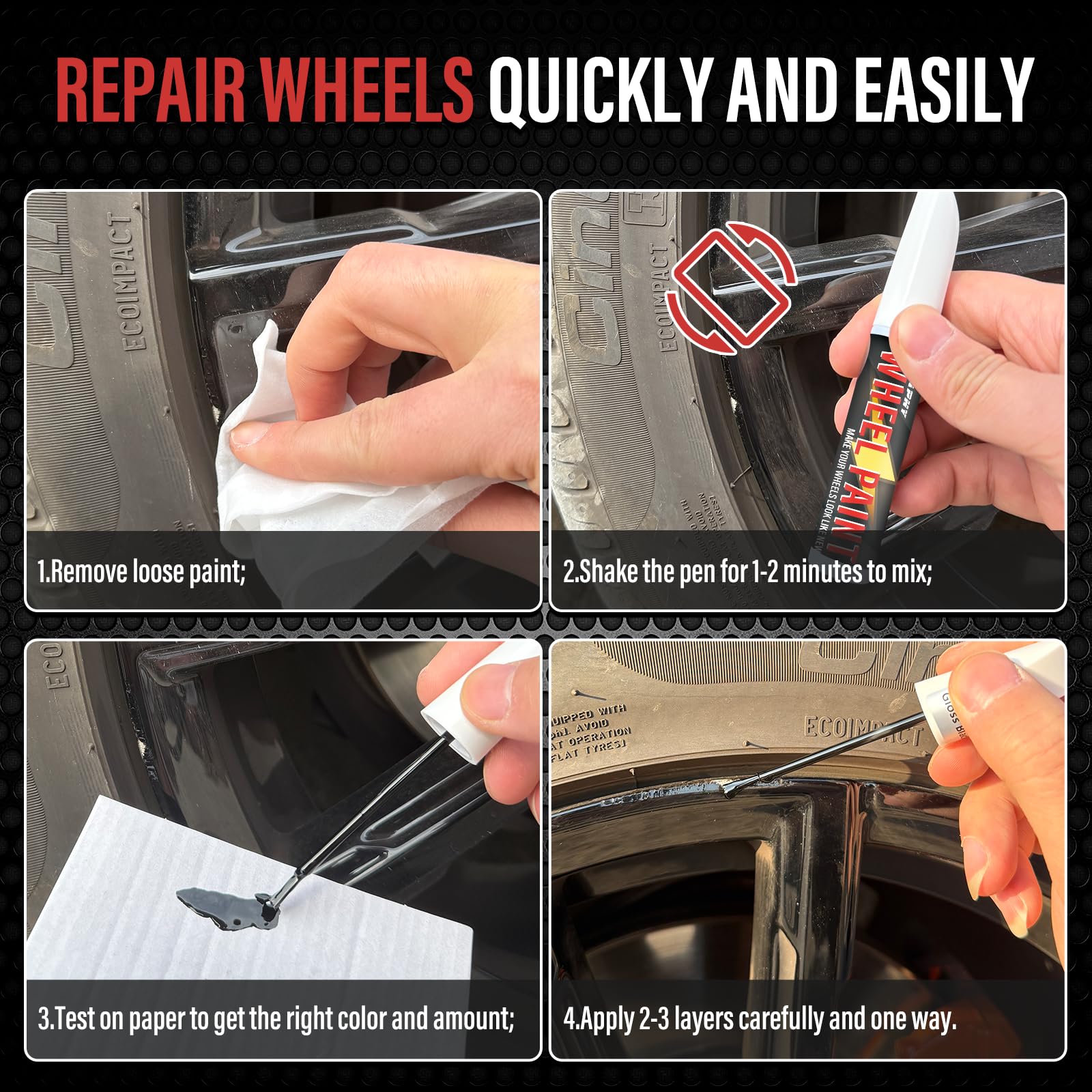 Smaphy Silver Rim Touch Up Paint, Wheel Scratch Repair Touch Up Paint Pen, Silver Car Rim Paint For Wheel Repair, Universal Colo