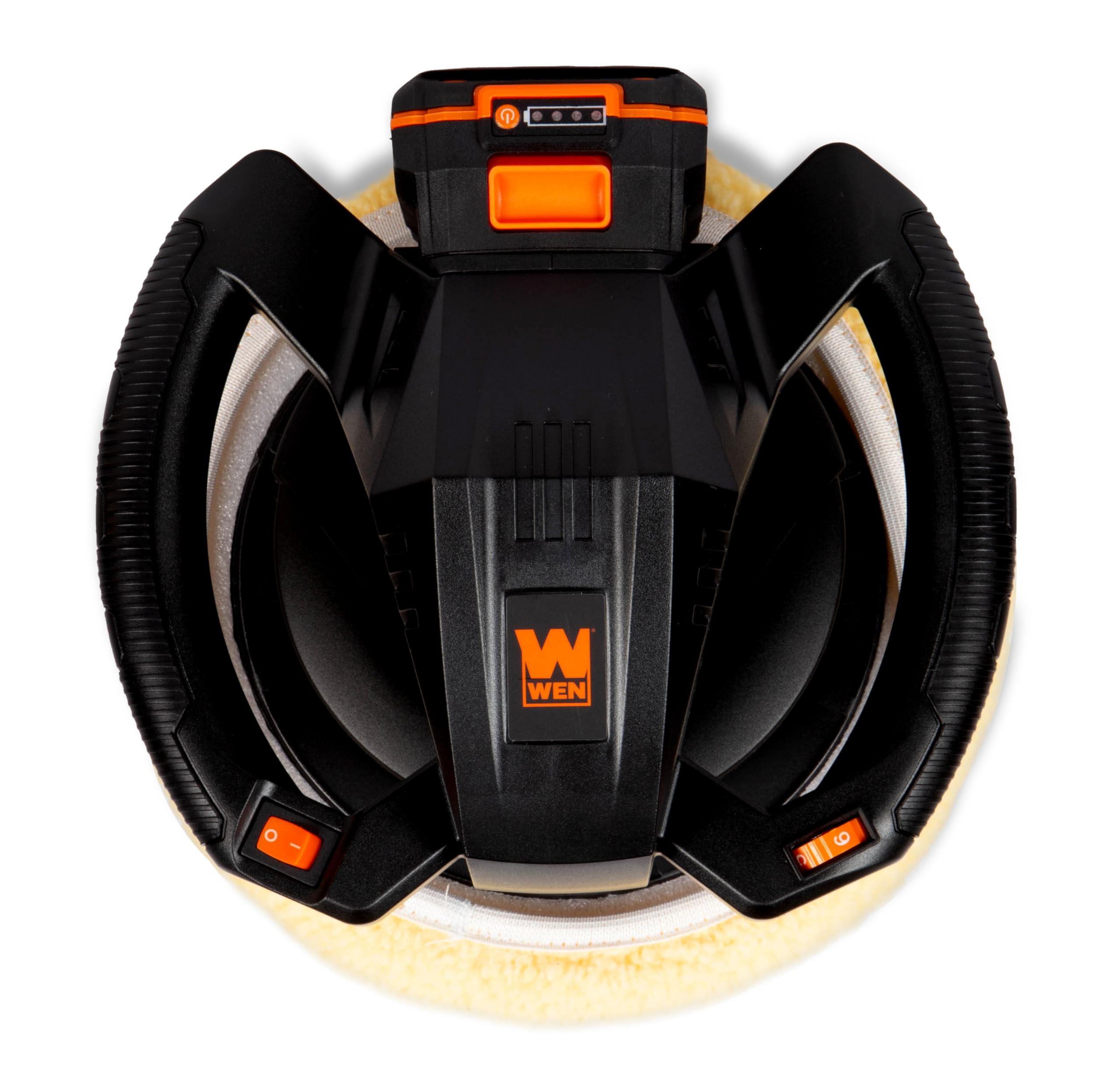 Wen 20V Max Cordless 10-Inch Random Orbital Polisher And Waxer Kit With 2Ah Battery, Charger, And Bonnets (20870)