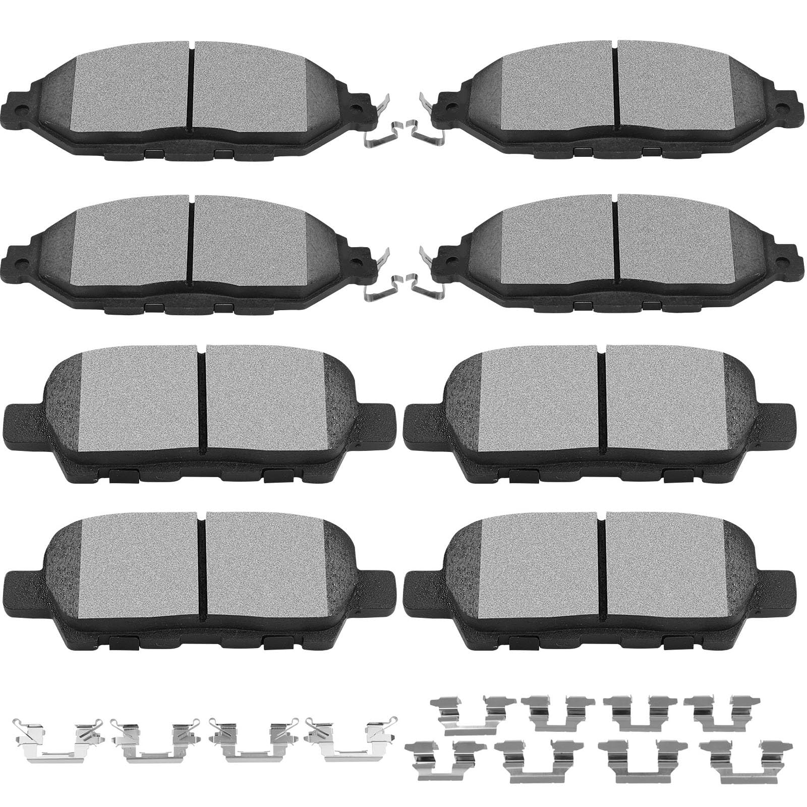 Scitoo Front Rear Disc Brake Pad Set 8Pcs W/Hardware Fit For Infiniti For Jx35 2013,For Nissan For Murano 2015-2022,For Nissan F