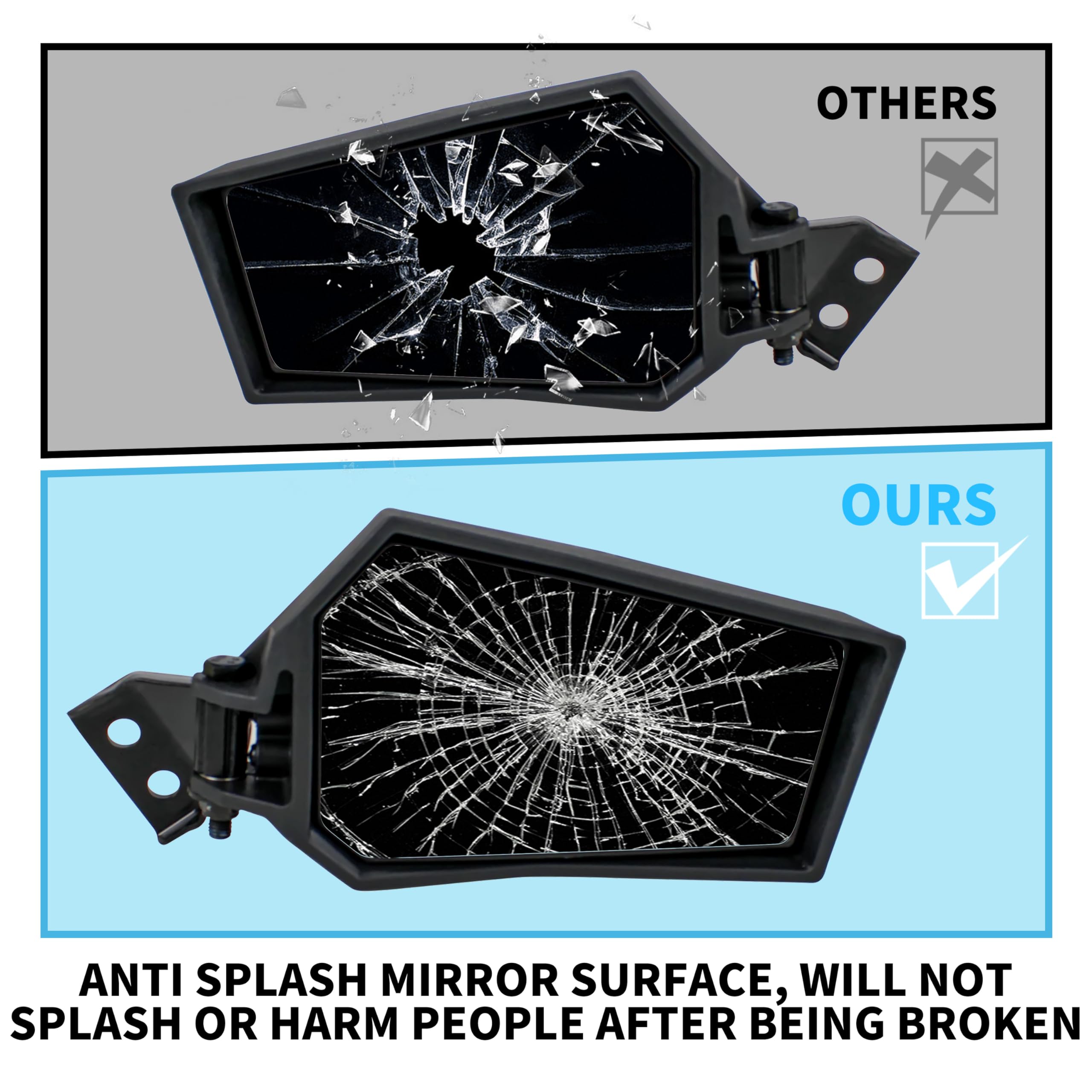 Katimoto Rearview Side Mirrors For Polaris Rzr Xp 1000, Adjustable Folding Clear Rear View Side Racing Mirrors For Polaris Rzr Xp Xp4 1000 Turbo S 1000 900 2014-2023 Accessories, Replace #2881198