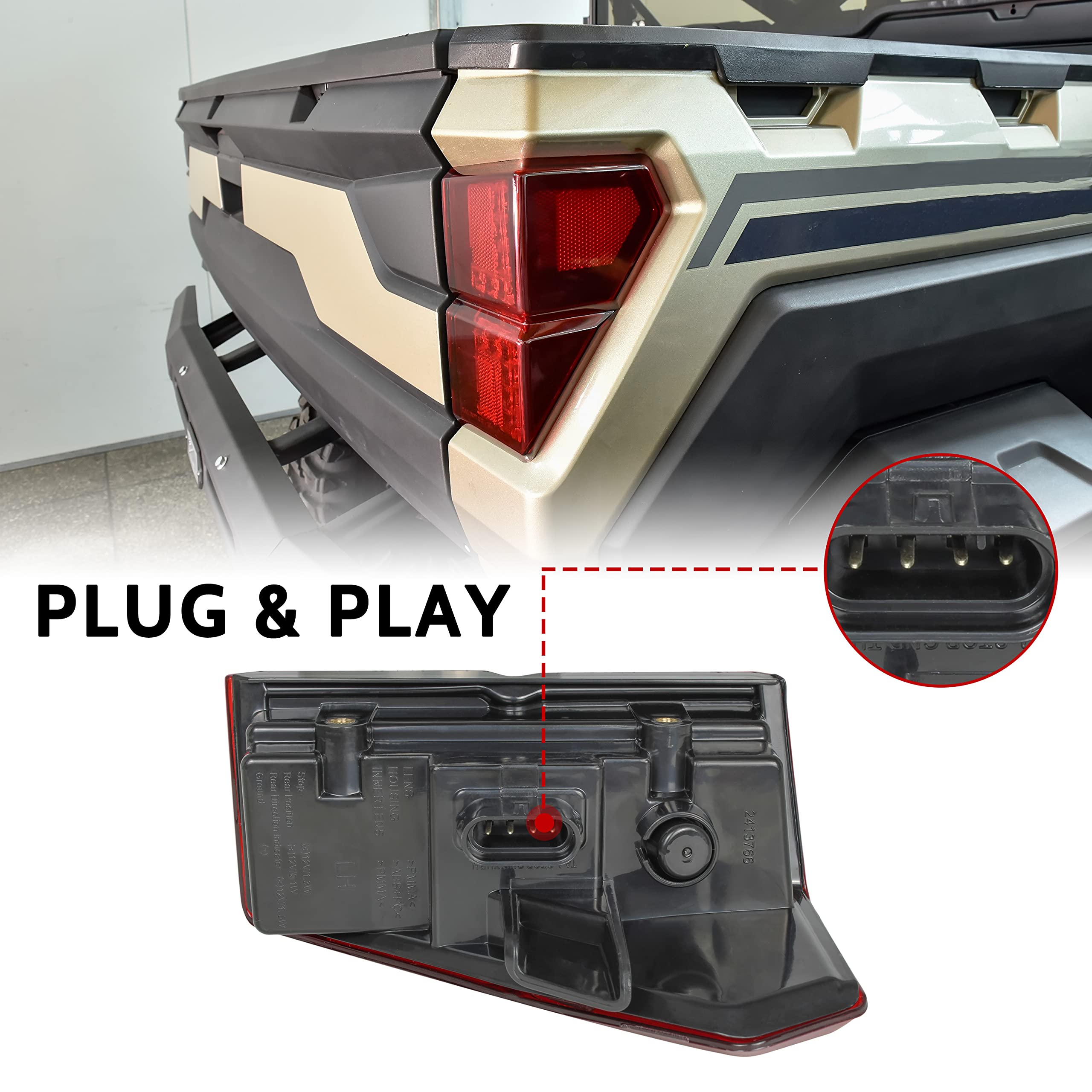 LED Tail Lights for Ranger XP 1000 18-24, Red Rear Brake Stop Lamp Taillights for Polaris Ranger XP 1000/ Crew XP 1000/ Ranger 1