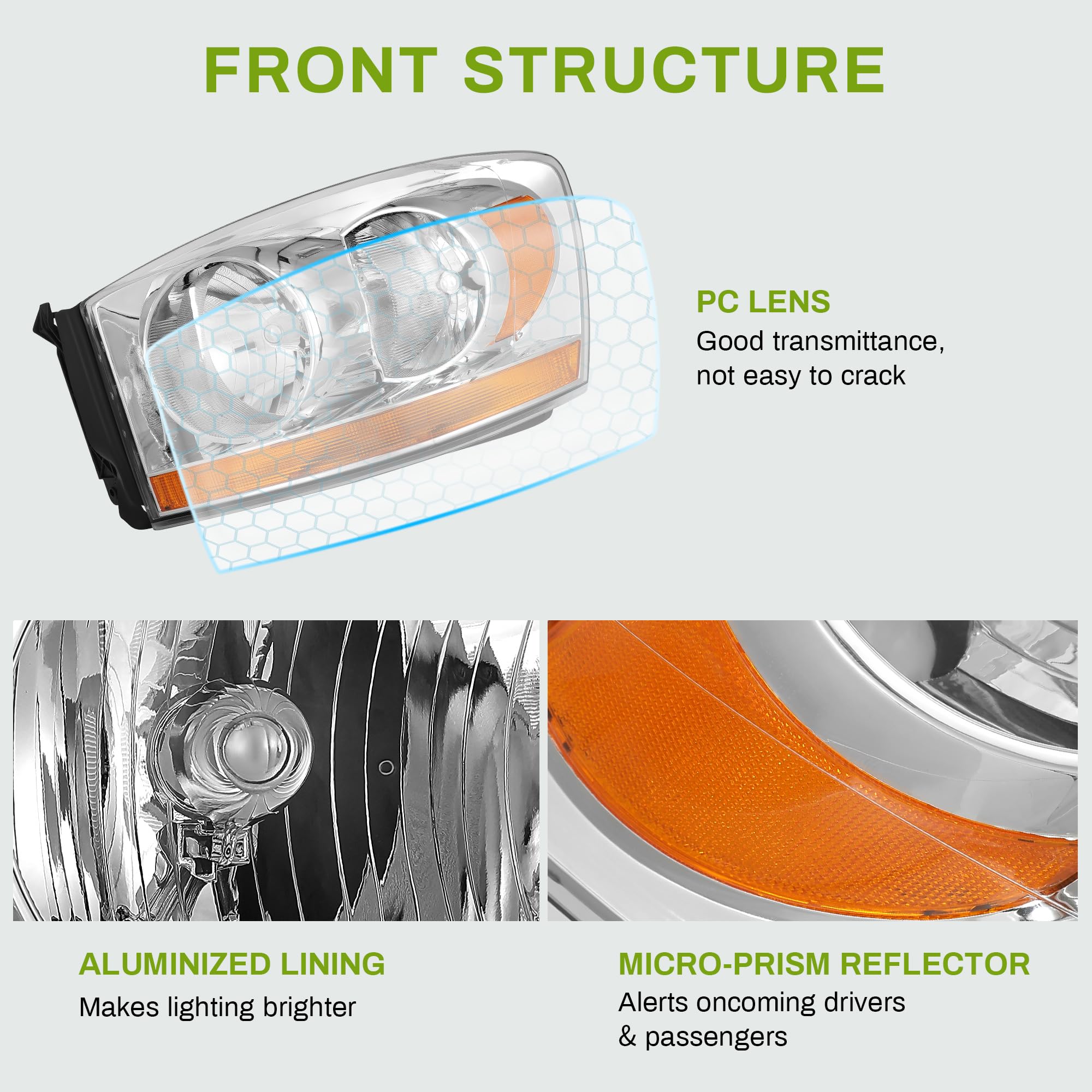 Autosaver88 Headlights Assembly Compatible With 2006-2008 Dodge Ram 1500/2006-2009 Ram 2500 3500 With Amber Cab Clearance Light