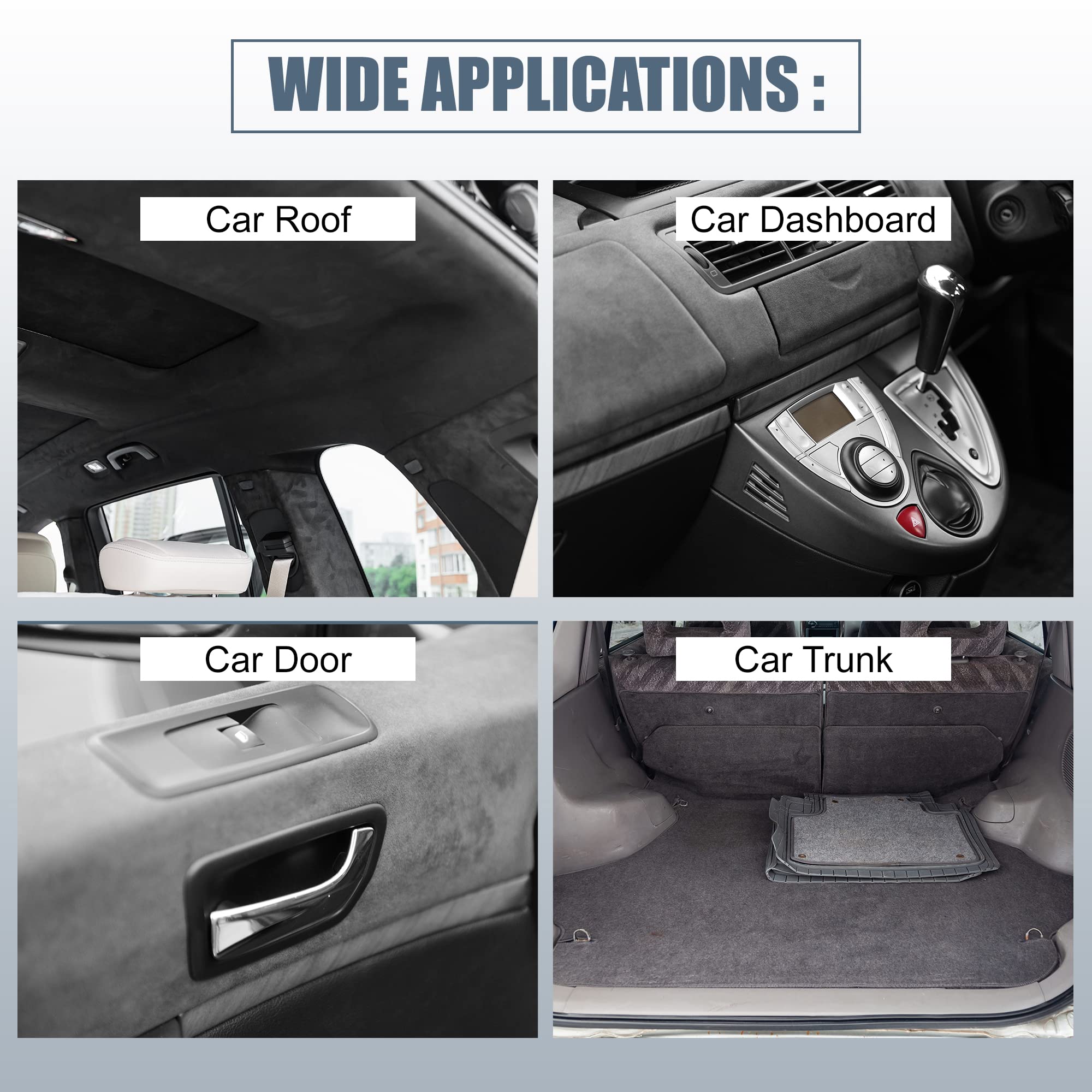 X AUTOHAUX Suede Headliner Fabric 96'' Length x 57'' Width Foam Backed for Car Truck RV SUV Interior Trim Protect Aging Broken F