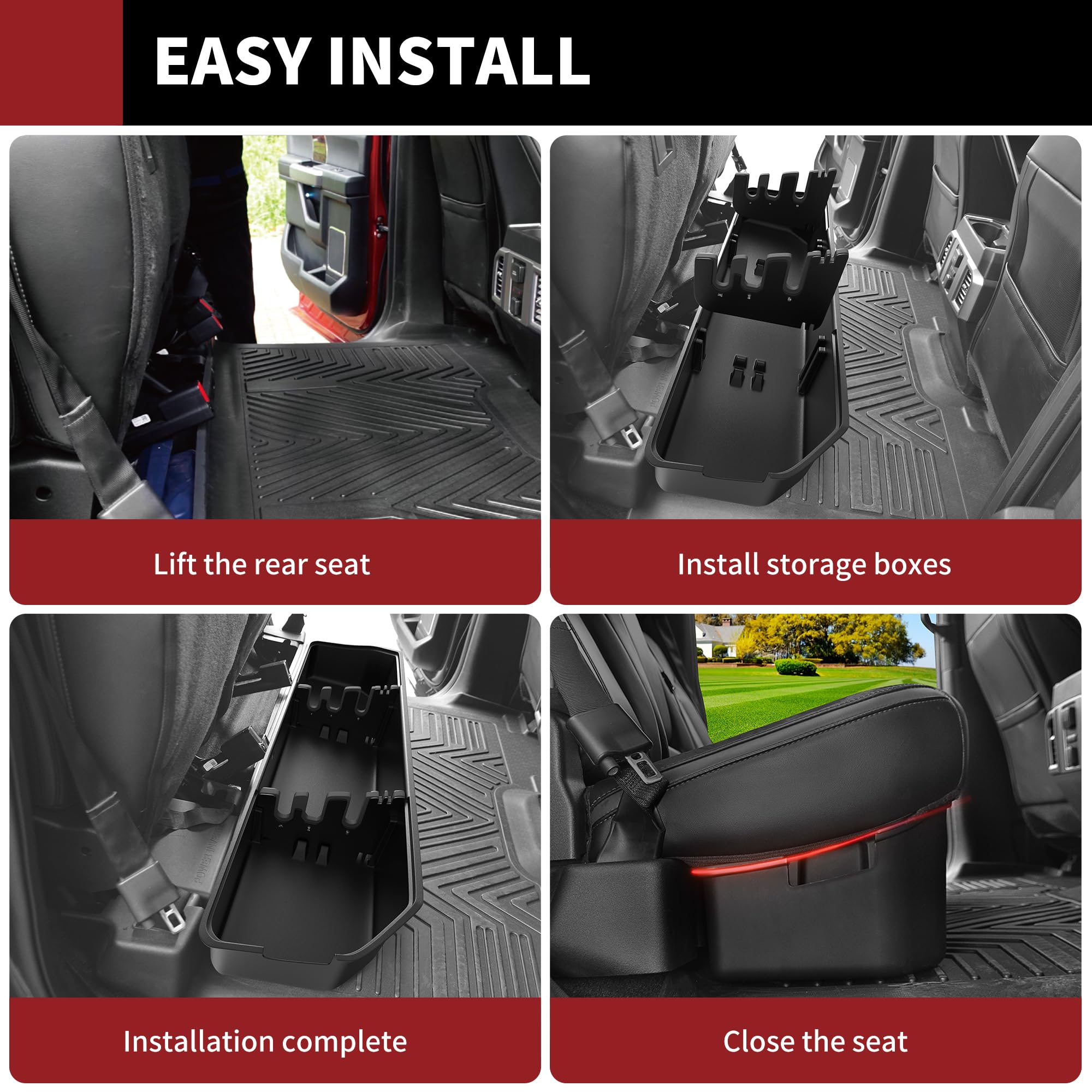 Yitamotor Rear Under Seat Storage Fit Ford 2015-2024 F150 & 2017-2024 Super Duty Supercrew/Crew Cab, Upgraded Truck Organizer Un