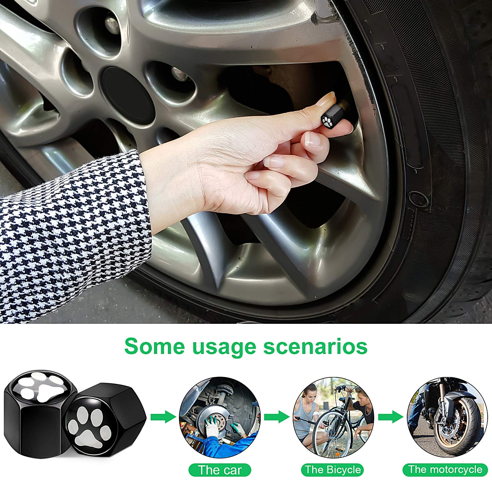 2 Pieces Dog Paw Print License Plate Frames Cat Frames License Plate Cover Aluminum Alloy Covers With 4 Valve Stem Caps And 2 Pa