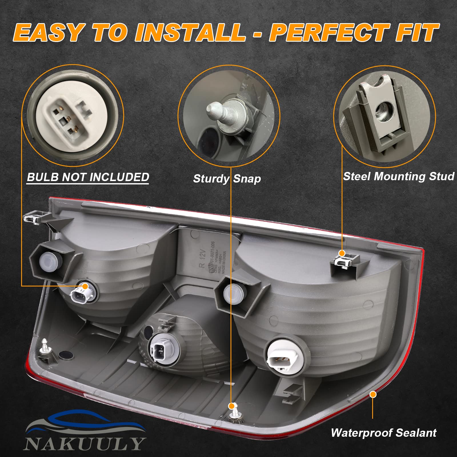 Nakuuly Tail Light for Toyota Tundra 2014-2021, Right Passenger Side, Black Taillight Assembly without Bulb, Replace# 81550-0C100