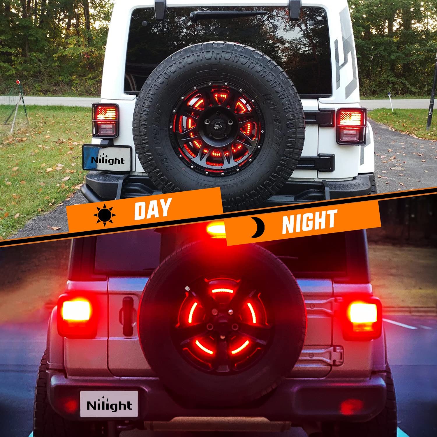 Nilight Spare Tire Brake Light Wheel Light 3Rd Third Brake Light For 2018 2019 2020 2021 2022 2023 2024 2025 Jeep Wrangler Jk Jk