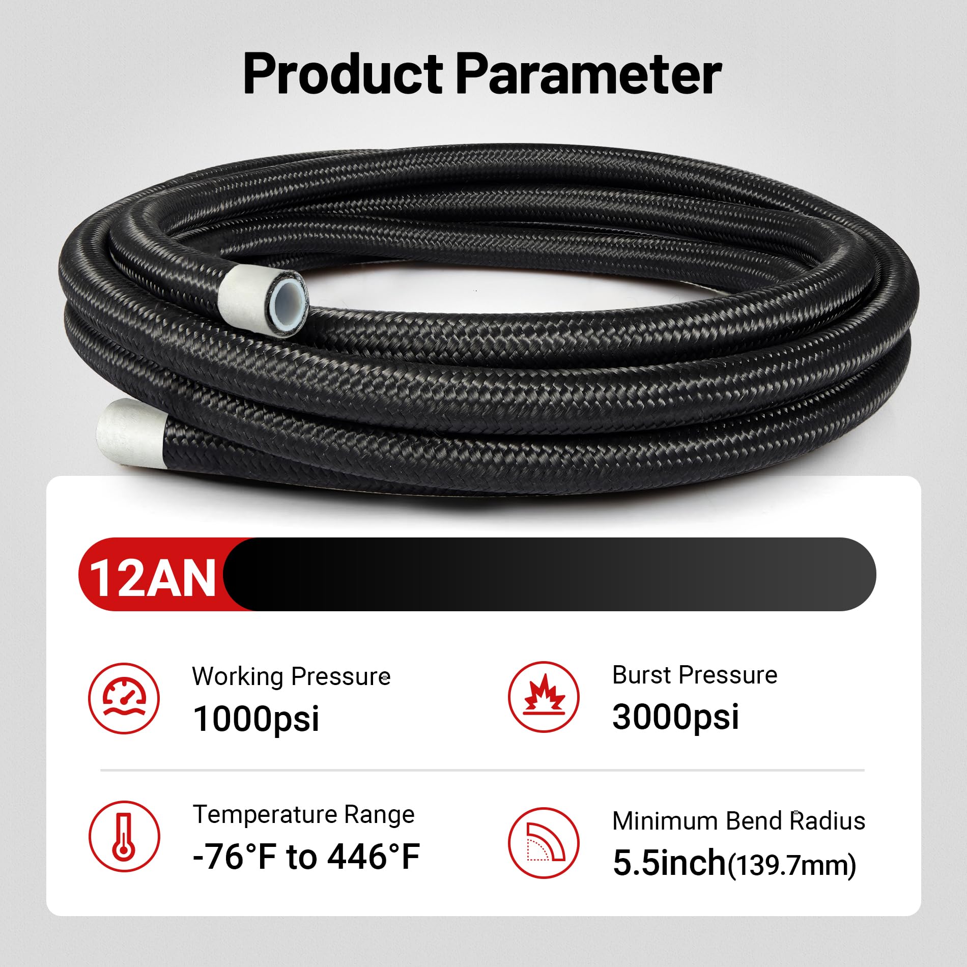 Evil Energy 12An Ptfe Fuel Line Kit,An12 E85 Nylon Braided Fuel Hose Black 10Ft