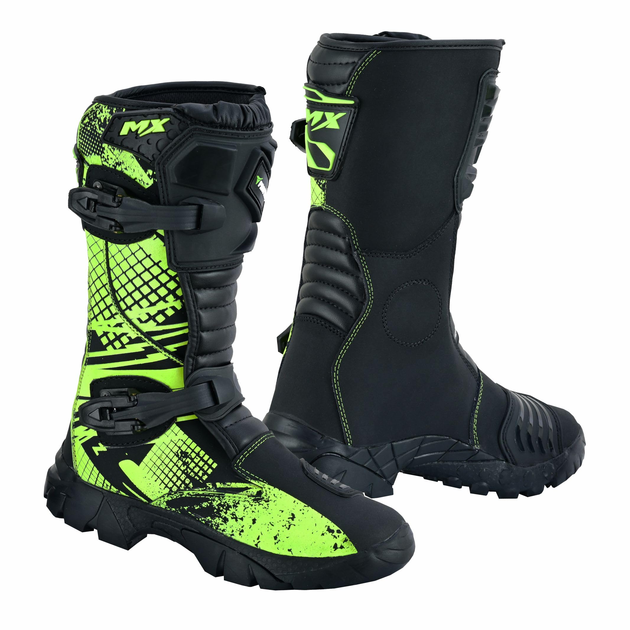 PROFIRST Motorcycle kids boots Motorbike Waterproof shoes Motorcross Dirt Blike Riding Biker Boots for kids (Green, USA1)