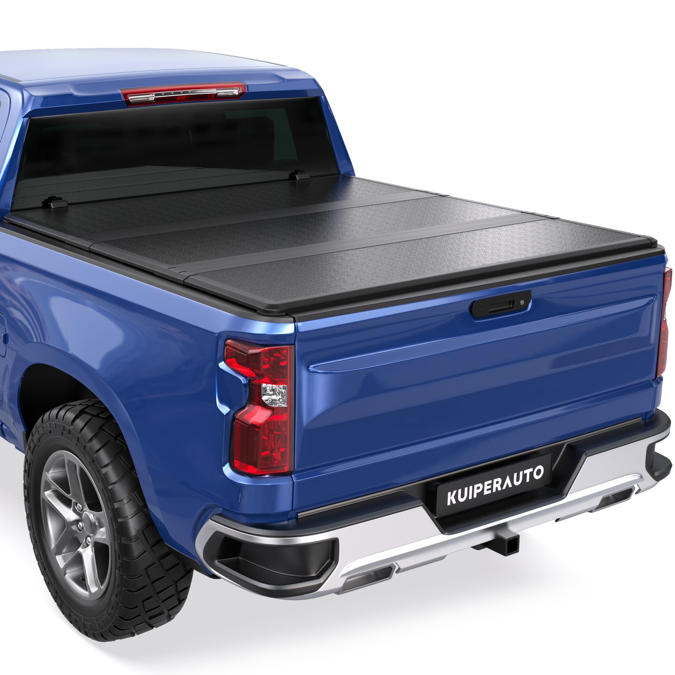 KUIPERAUTO Fiberglass Tri Hard Tonneau Cover Truck Bed Compatible for 2007-2013 Chevrolet Silverado GMC Sierra 1500 (Excl. 07 Cl